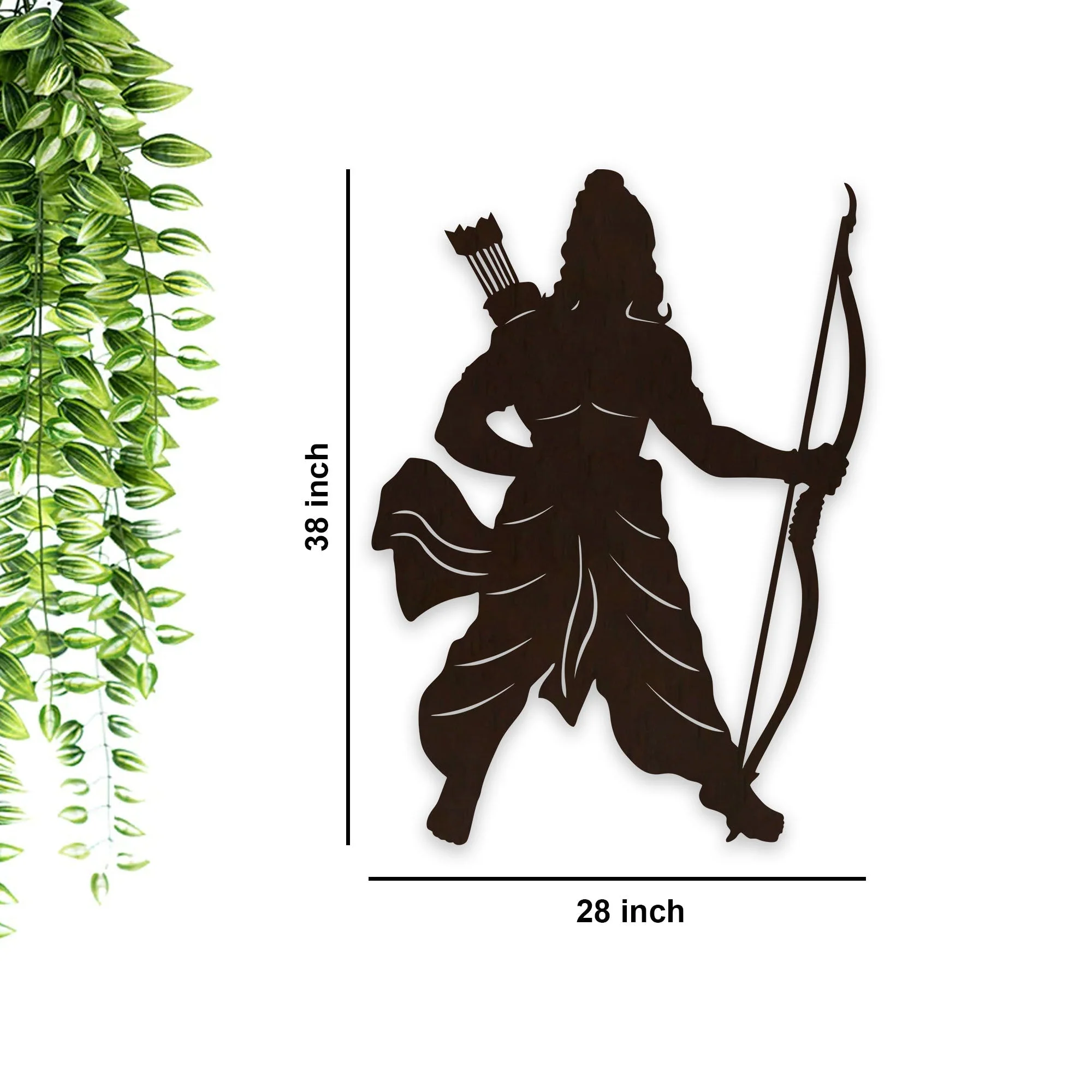 Lord Shree Ram Backlit Wooden Wall Decor with LED Night Light Walnut Finish - Image 4