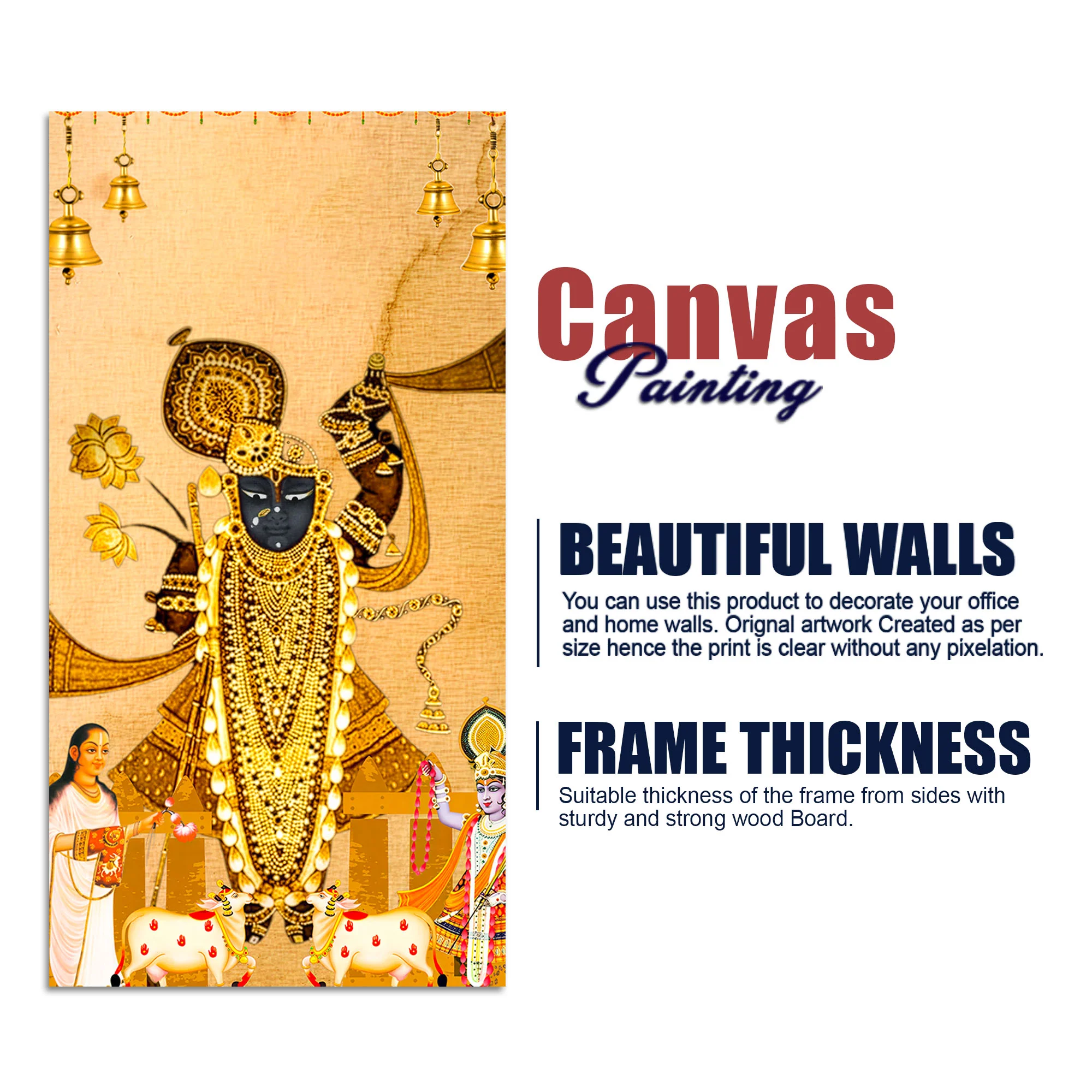 Lord Shreenathji Nathdwara Canvas Painting | Devotional Wall Art - Image 7