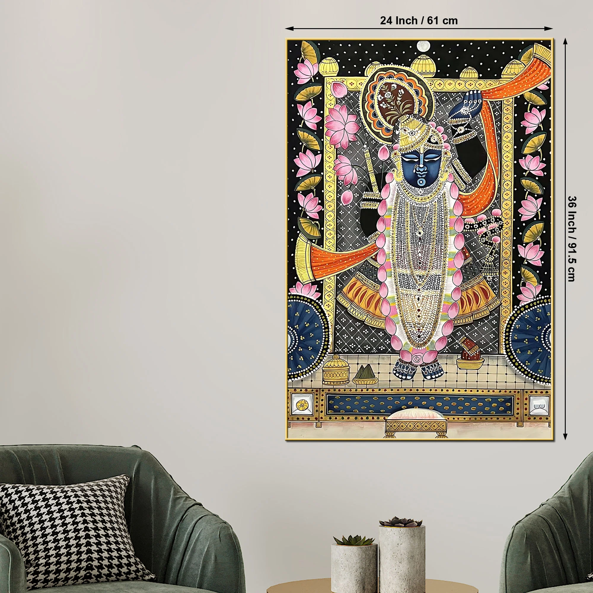 Lord Shreenathji Nathdwara Style Canvas Wall Painting for Home & Temple - Image 5