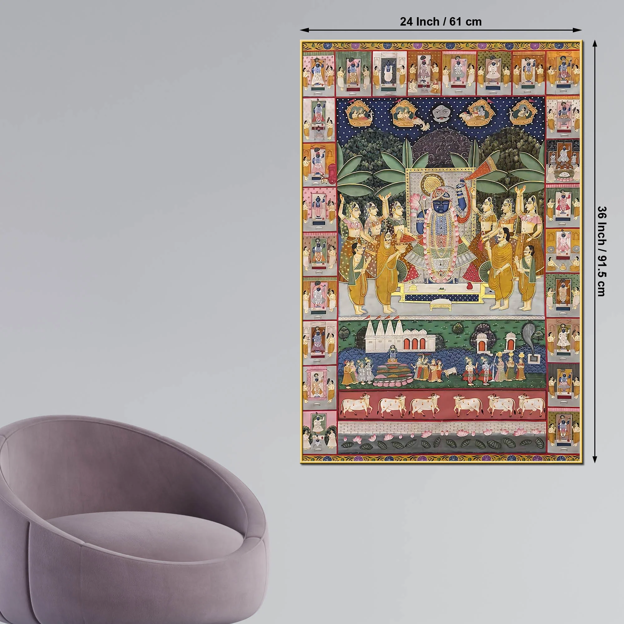 Lord Shreenathji Traditional Canvas Wall Painting for Home & Temple - Image 5