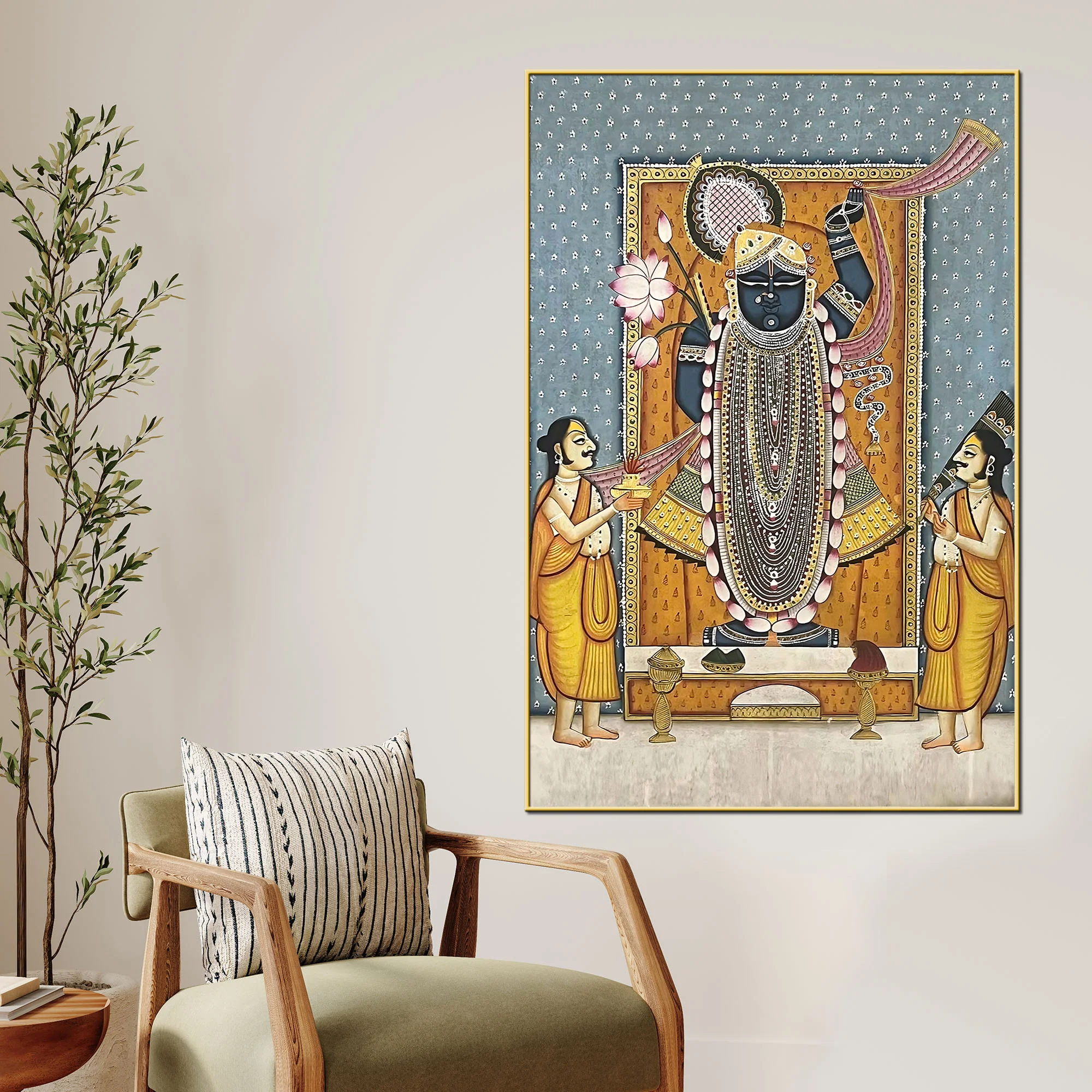 Lord Shreenathji Traditional Pichwai Canvas Wall Painting for Home Decor