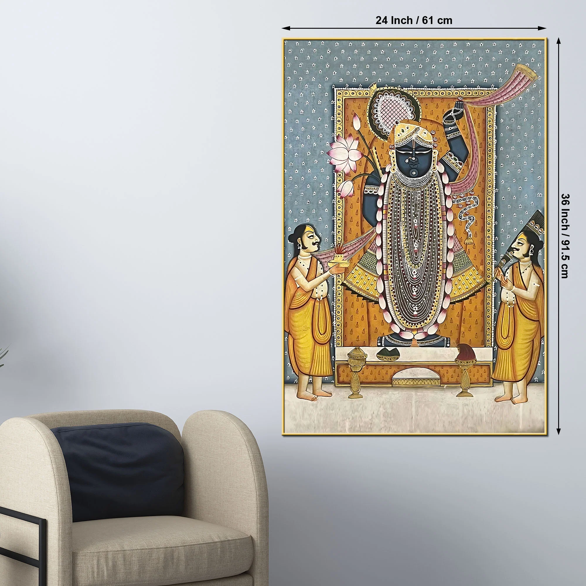Lord Shreenathji Traditional Pichwai Canvas Wall Painting for Home Decor - Image 5