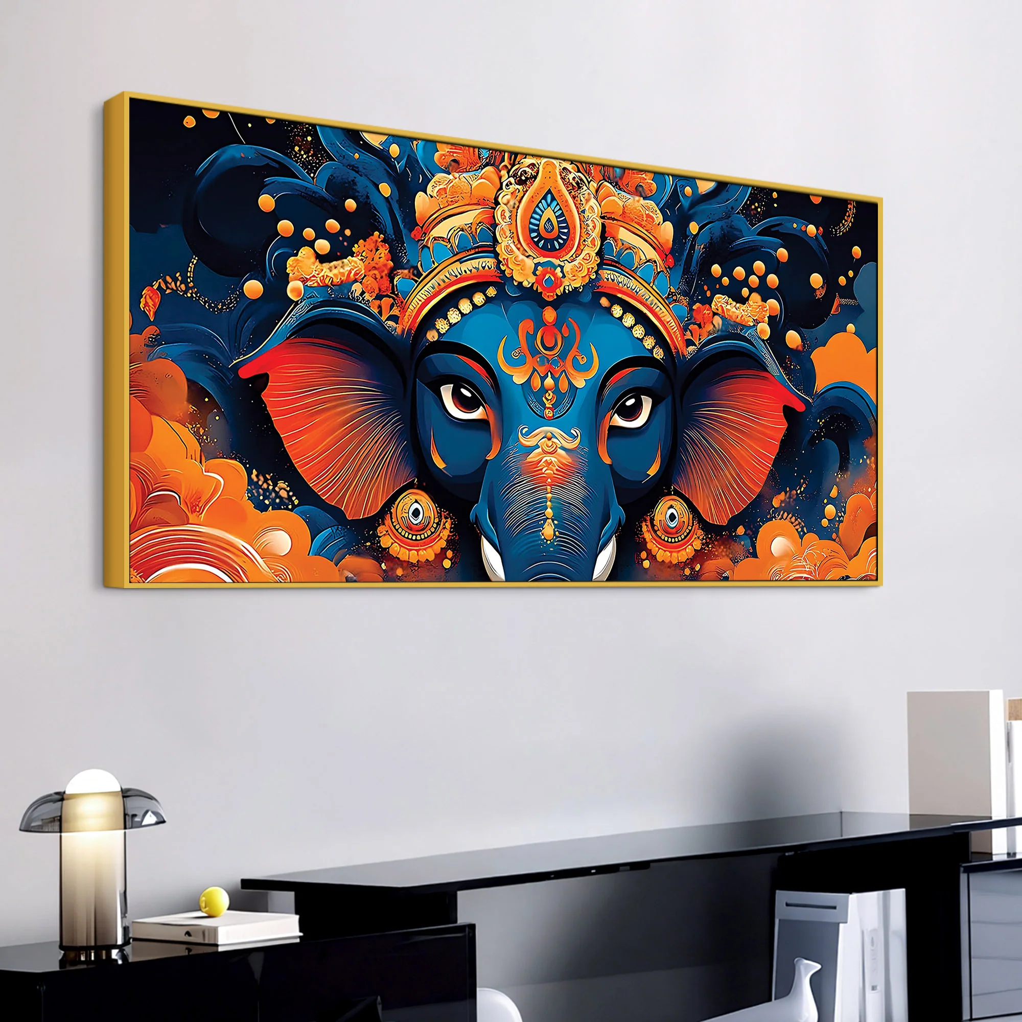 Lord Shri Ganesha Divine Face Abstract Canvas Wall Painting for Home & Office – Contemporary Spiritual Wall Art - Image 5
