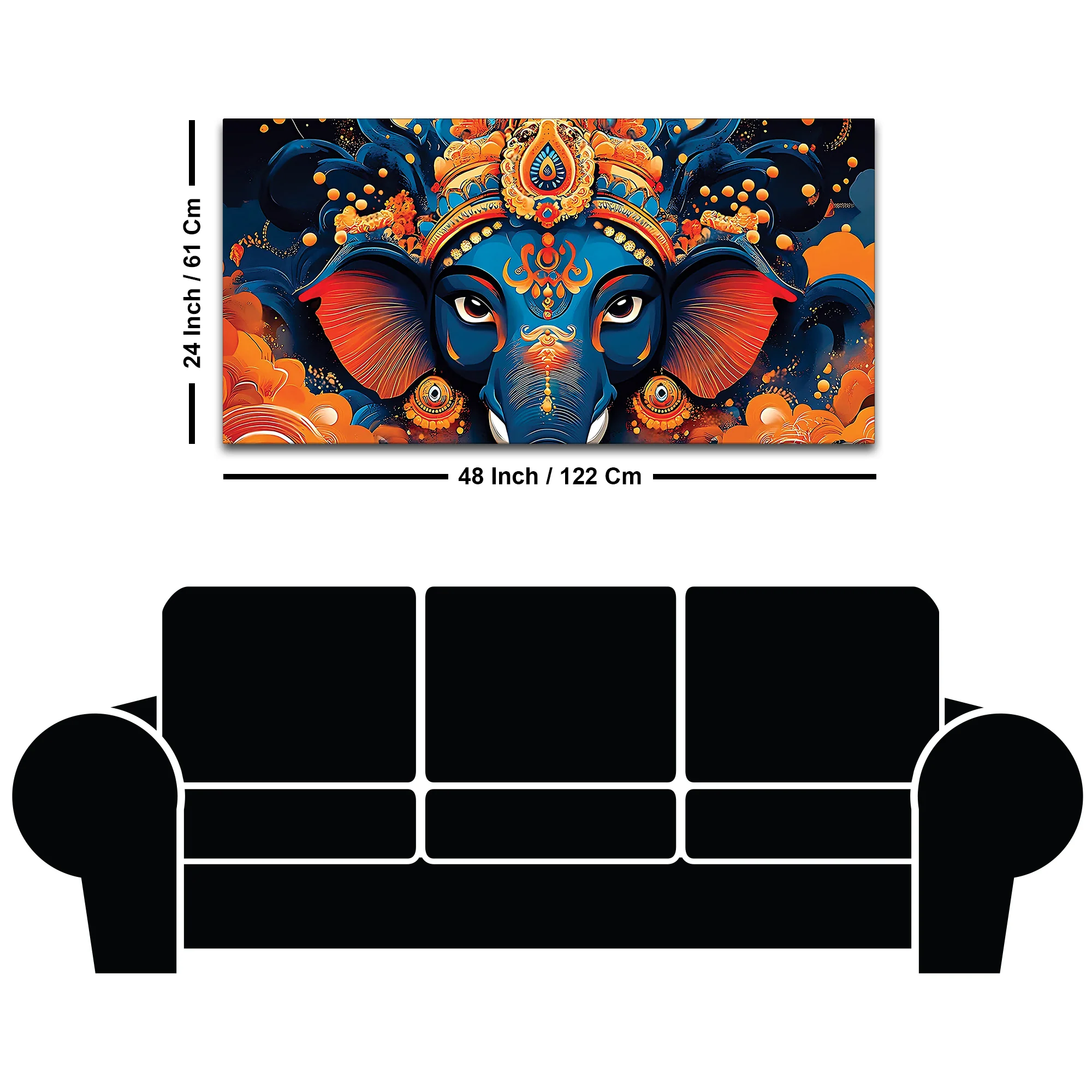 Lord Shri Ganesha Divine Face Abstract Canvas Wall Painting for Home & Office – Contemporary Spiritual Wall Art - Image 8