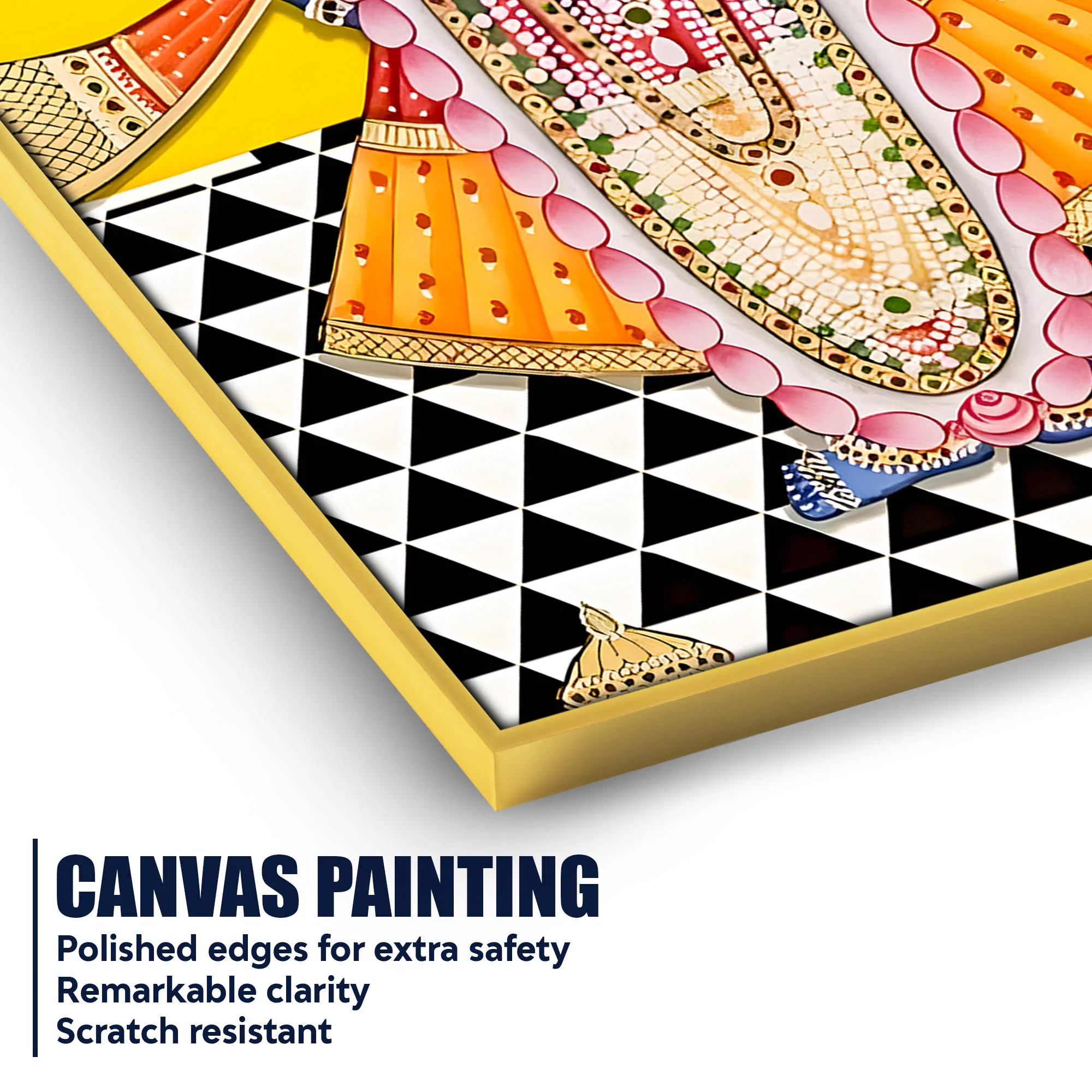 Lord Shri Krishna Shreenathji Traditional Pichwai Canvas Wall Painting - Image 4