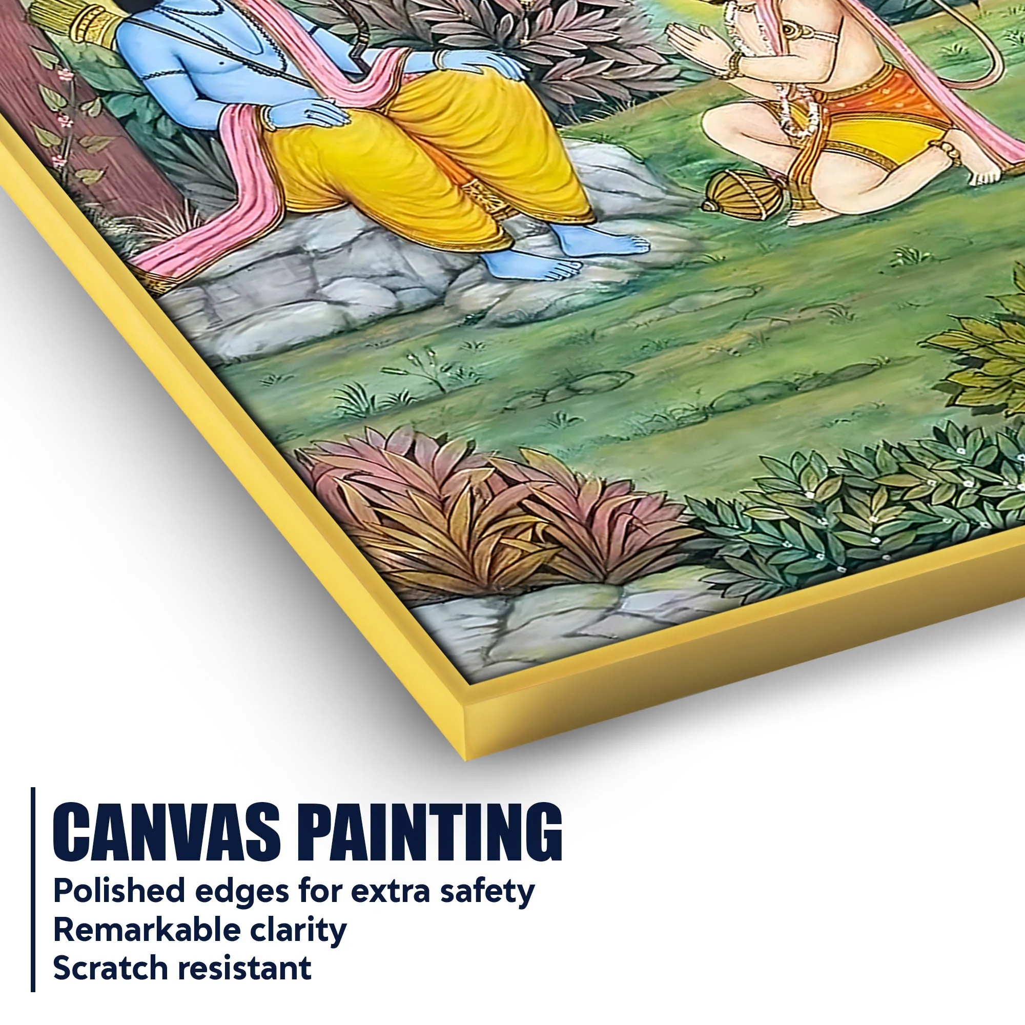 Lord Shri Ram Sitting Under Tree with Shri Hanuman Devotional Canvas Wall Painting - Image 4