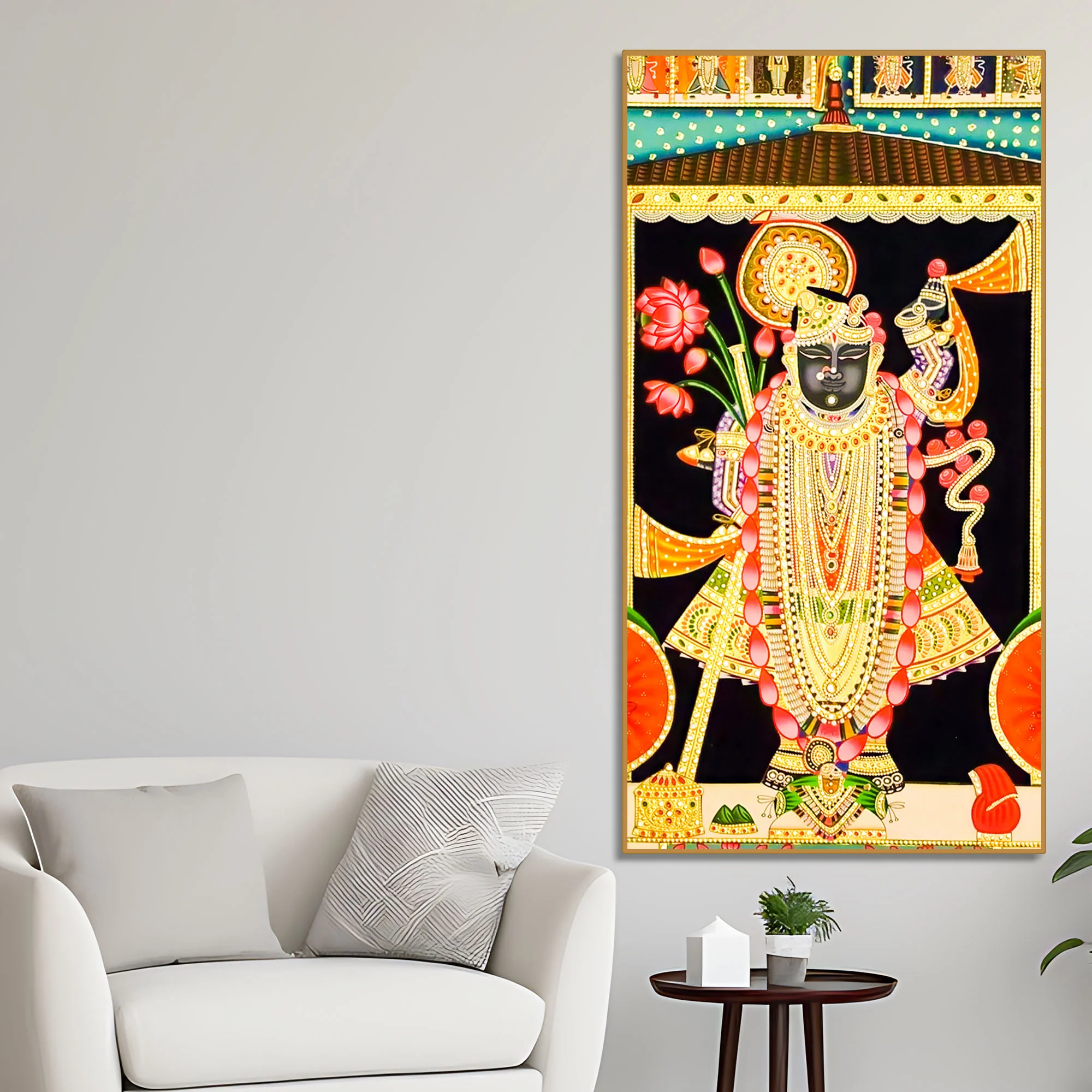 Lord shrinath Ji Canvas Painting | Traditional Hindu Wall Art for Home Decor