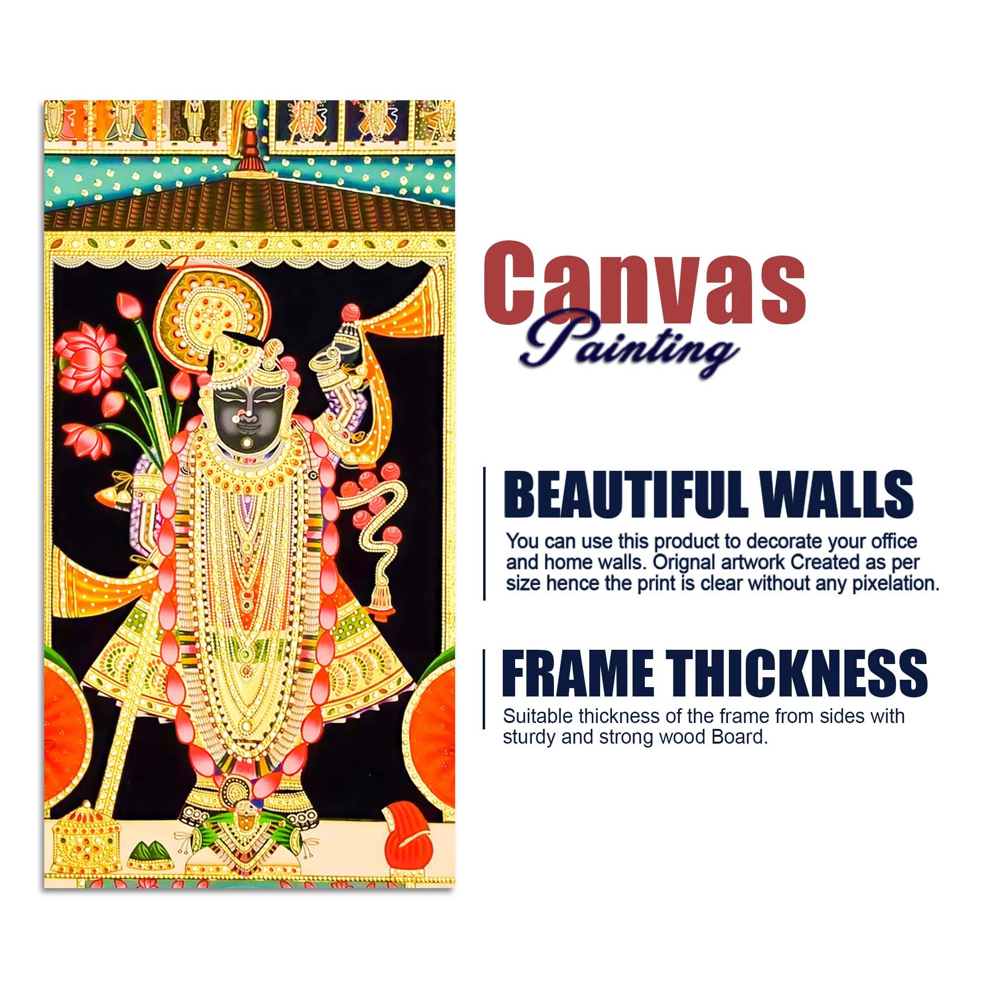 Lord shrinath Ji Canvas Painting | Traditional Hindu Wall Art for Home Decor - Image 7