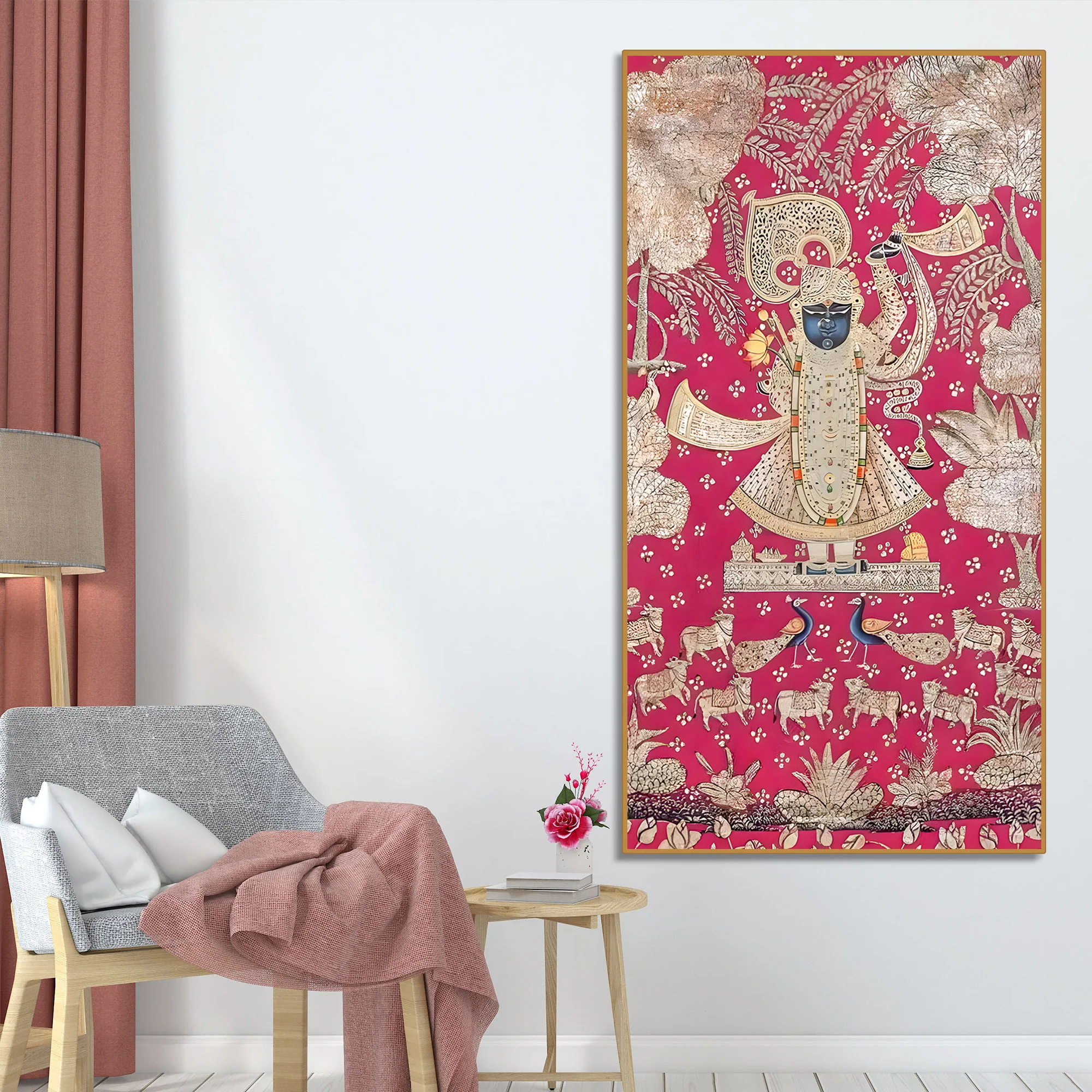 Lord Shrinathji Canvas Wall Art Painting | Traditional Pichwai Wall Decor for Home