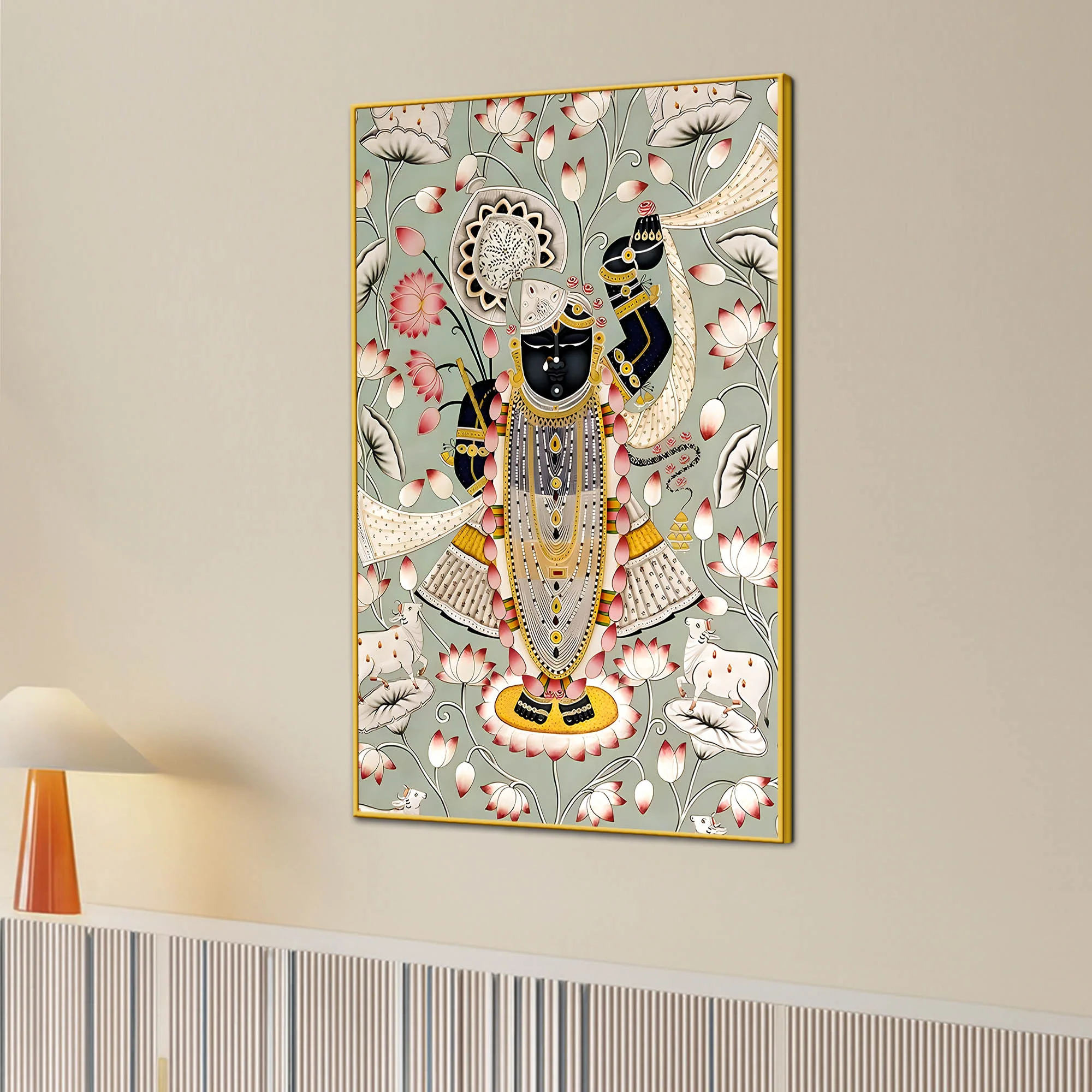 Lord Shrinathji Pichwai Style Canvas Wall Painting - Image 3