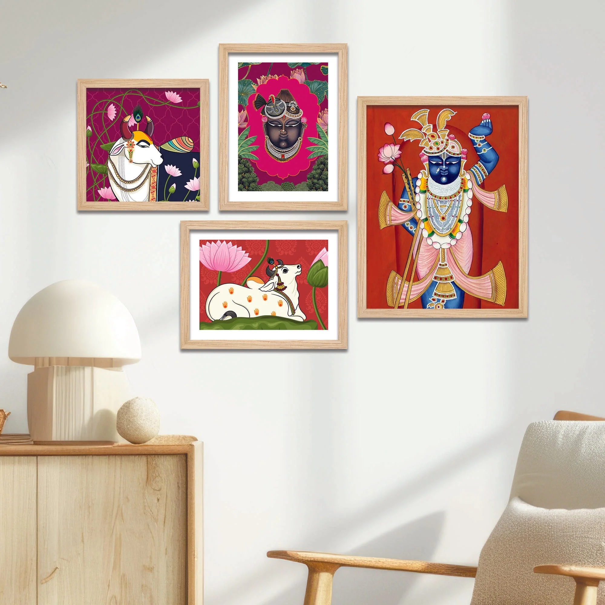 Lord Shrinathji Pichwai Wall Frame Set of Four - Image 3