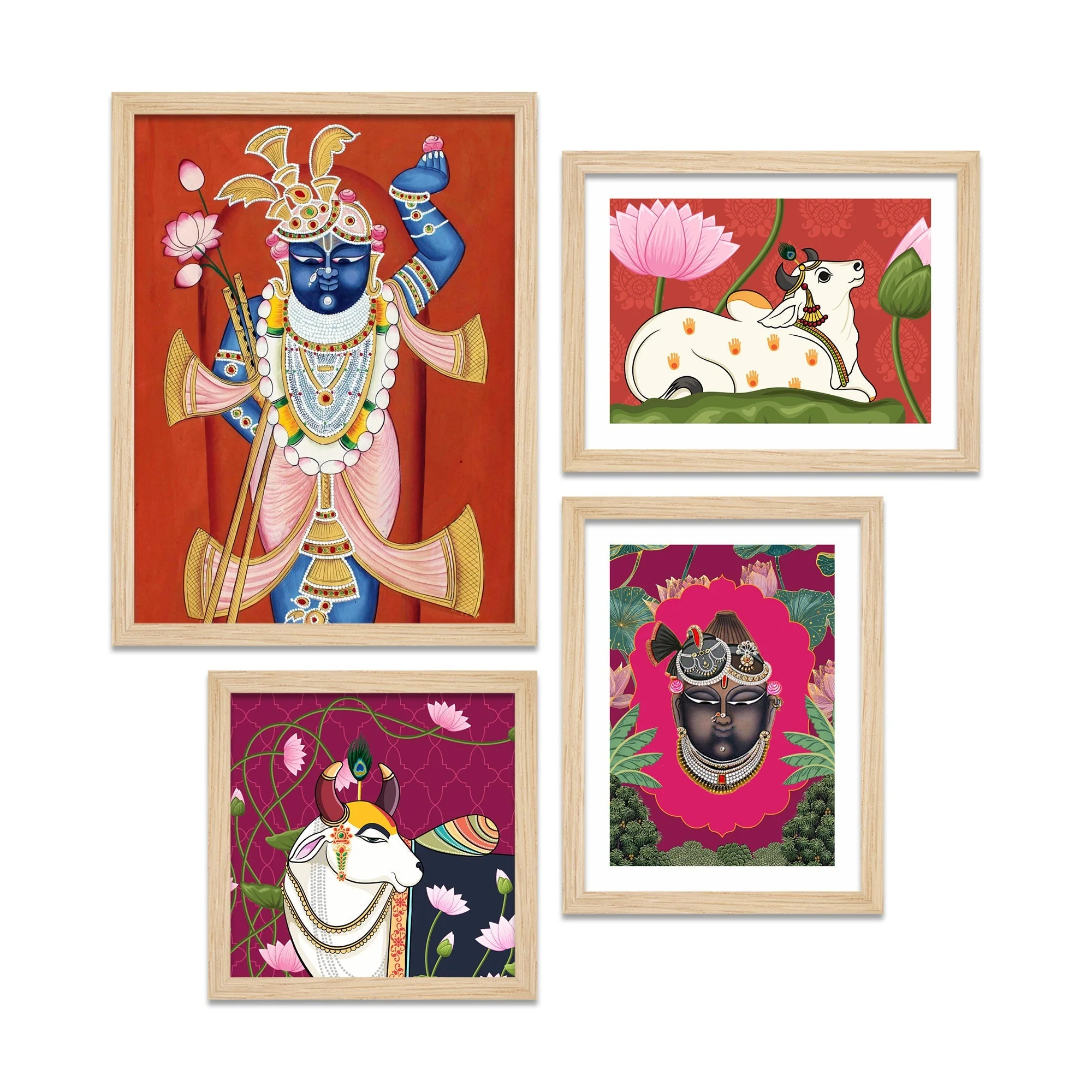 Lord Shrinathji Pichwai Wall Frame Set of Four - Image 4