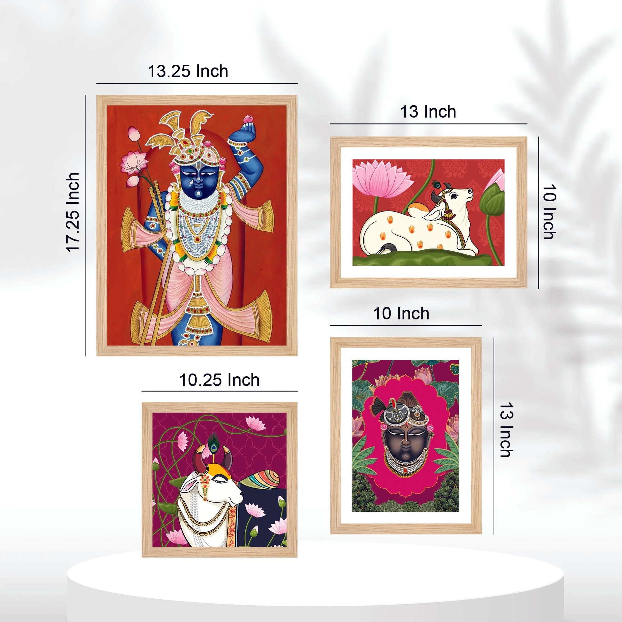Lord Shrinathji Pichwai Wall Frame Set of Four - Image 6
