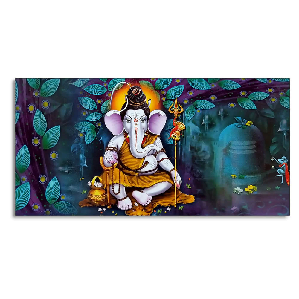 Lord Spiritual Ganesha Canvas Wall Painting - Image 4