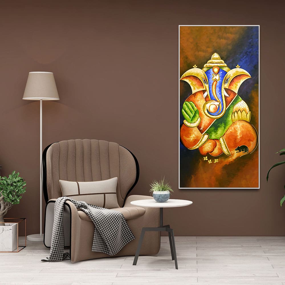 Lord Vighnaharta Ganesha Canvas Wall Painting - Image 3