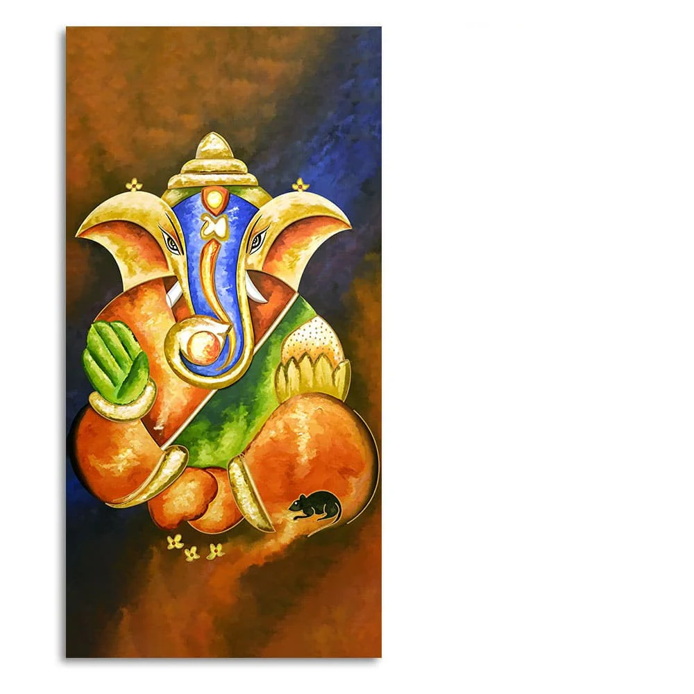 Lord Vighnaharta Ganesha Canvas Wall Painting - Image 4