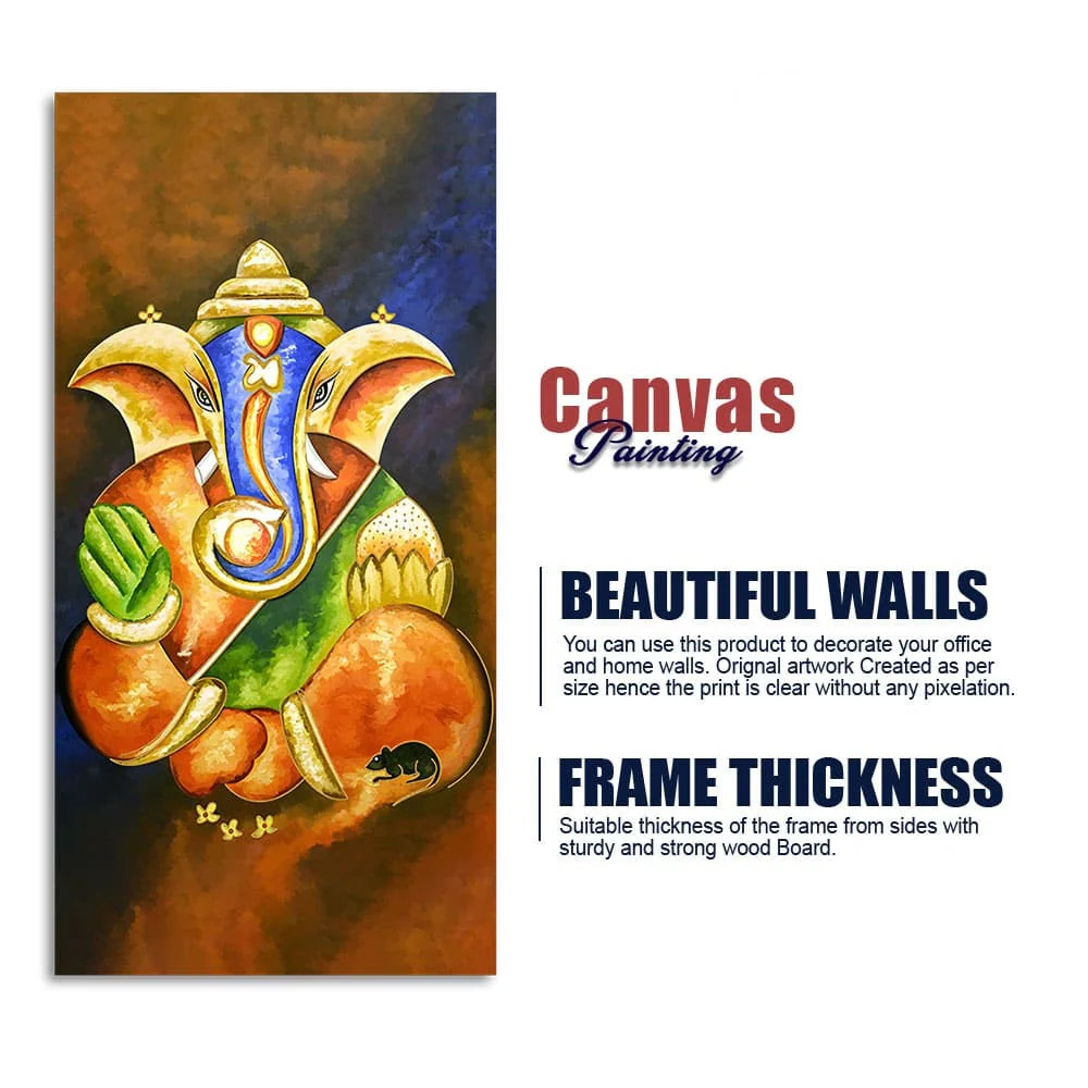 Lord Vighnaharta Ganesha Canvas Wall Painting - Image 6