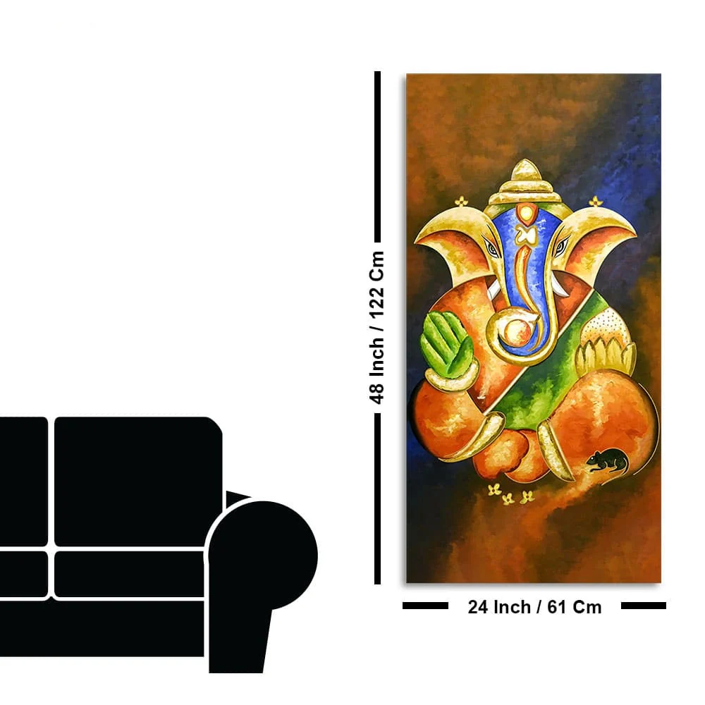 Lord Vighnaharta Ganesha Canvas Wall Painting - Image 7