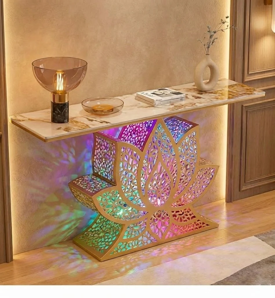 Lotus LED Console Table Gold | Premium Entryway Furniture (SS 302) - Image 2