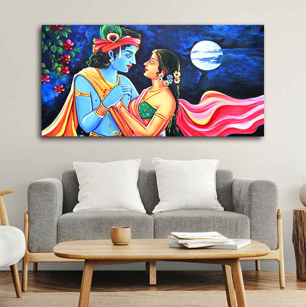 Love of Lord Radha Krishna Canvas Wall Painting - Image 2