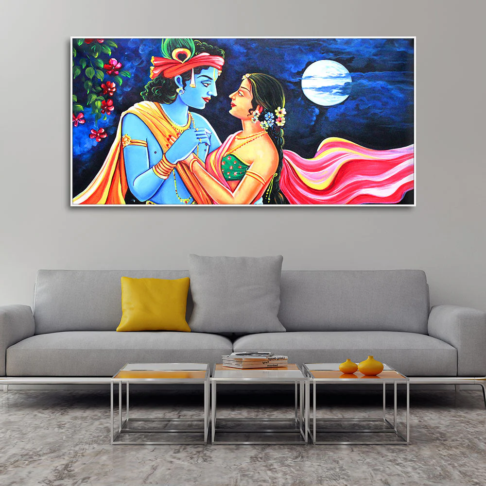 Love of Lord Radha Krishna Canvas Wall Painting - Image 3