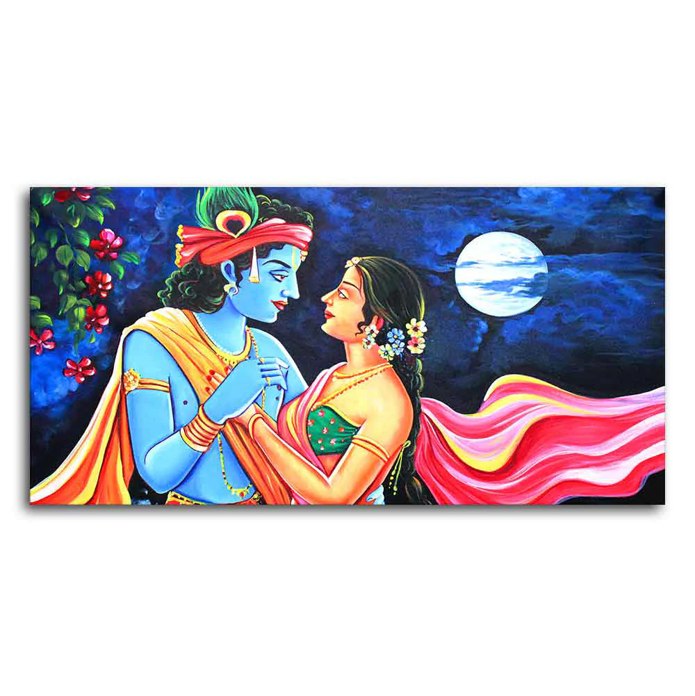 Love of Lord Radha Krishna Canvas Wall Painting - Image 4