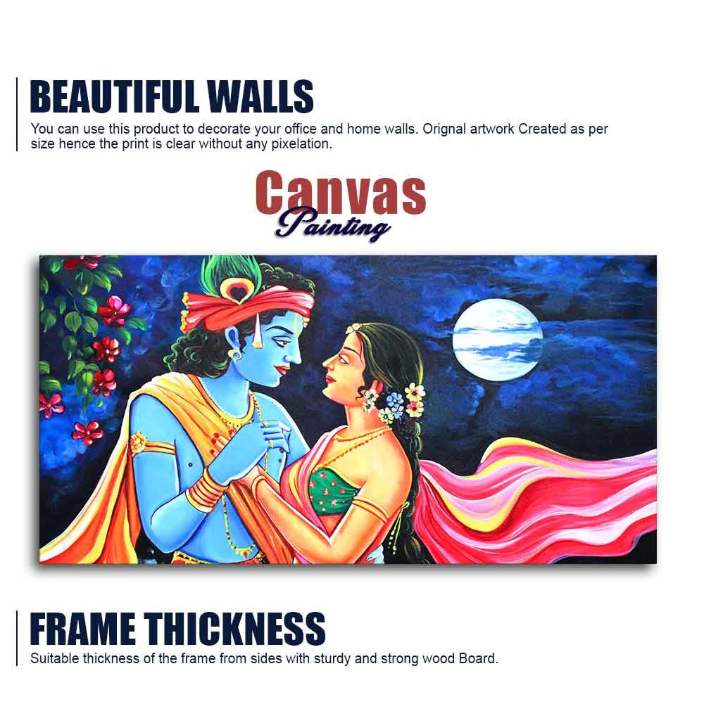 Love of Lord Radha Krishna Canvas Wall Painting - Image 6