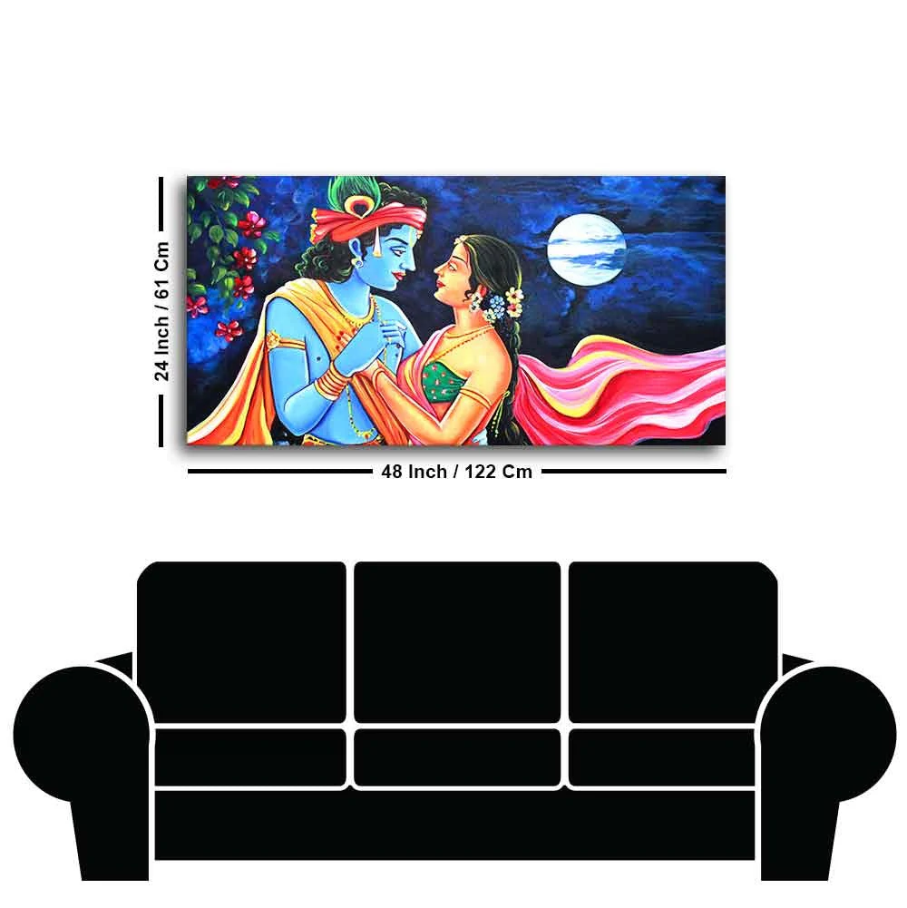 Love of Lord Radha Krishna Canvas Wall Painting - Image 7