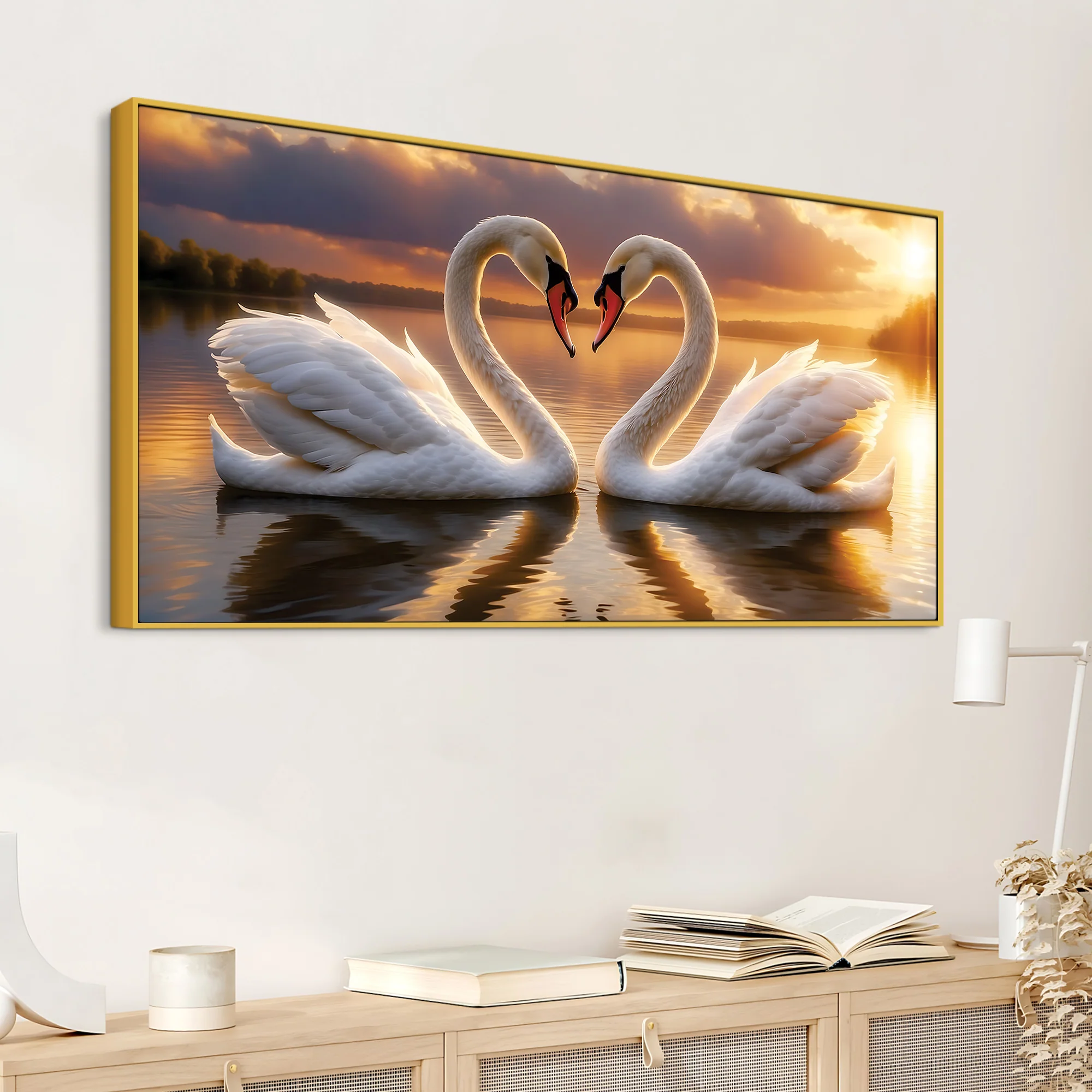 Love Swan Pair Canvas Painting for Bedroom & Living Room Wall - Image 5