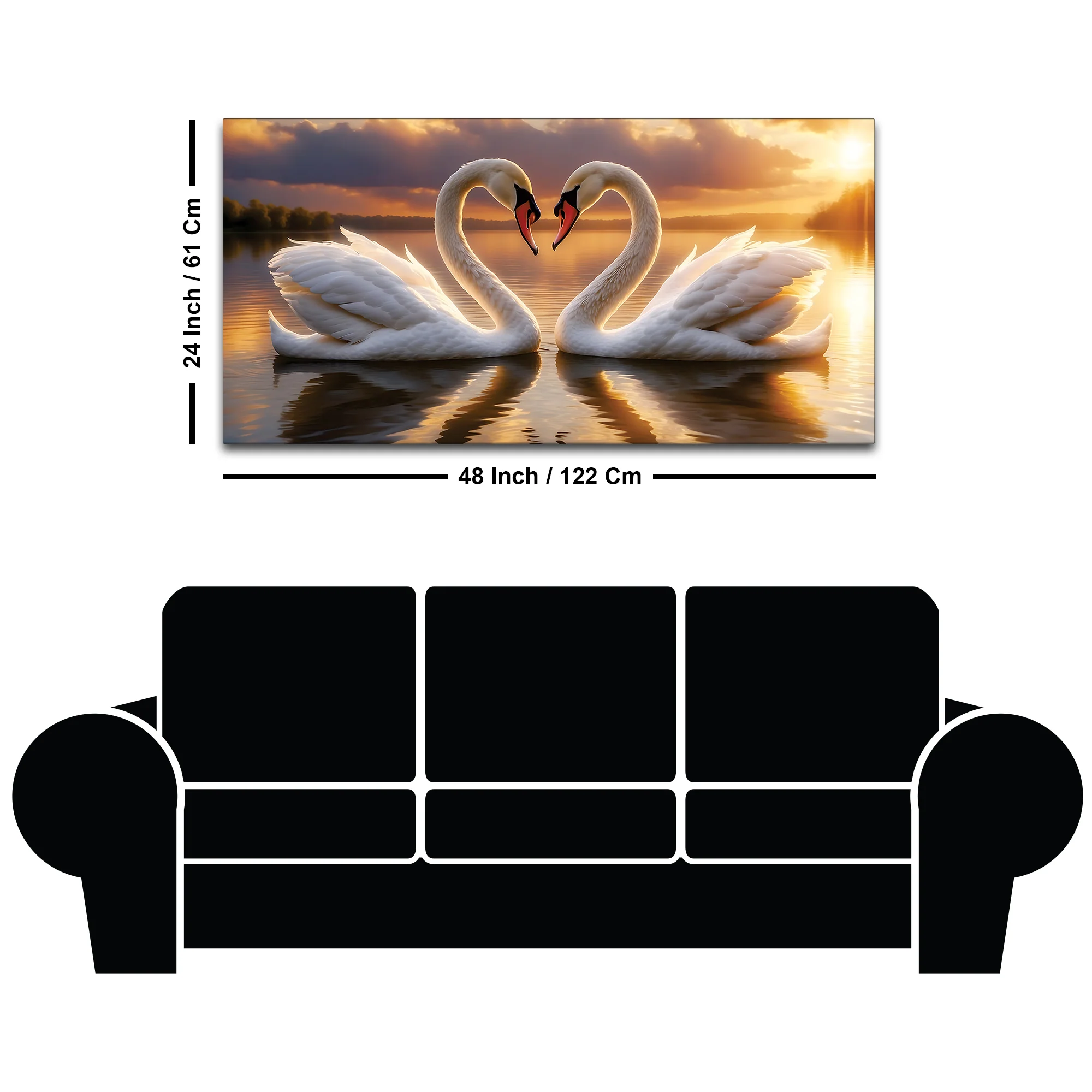 Love Swan Pair Canvas Painting for Bedroom & Living Room Wall - Image 8