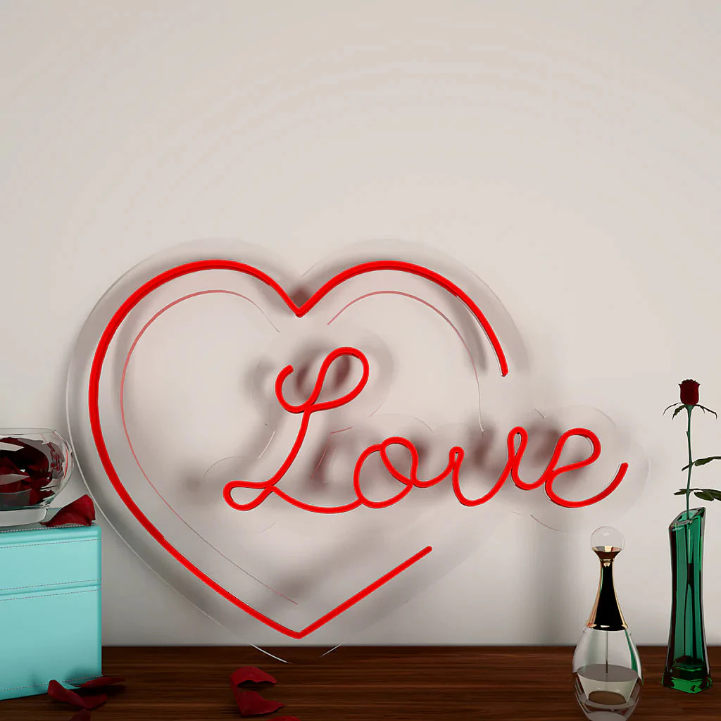 Love Text in Heart Neon LED Light - Image 3