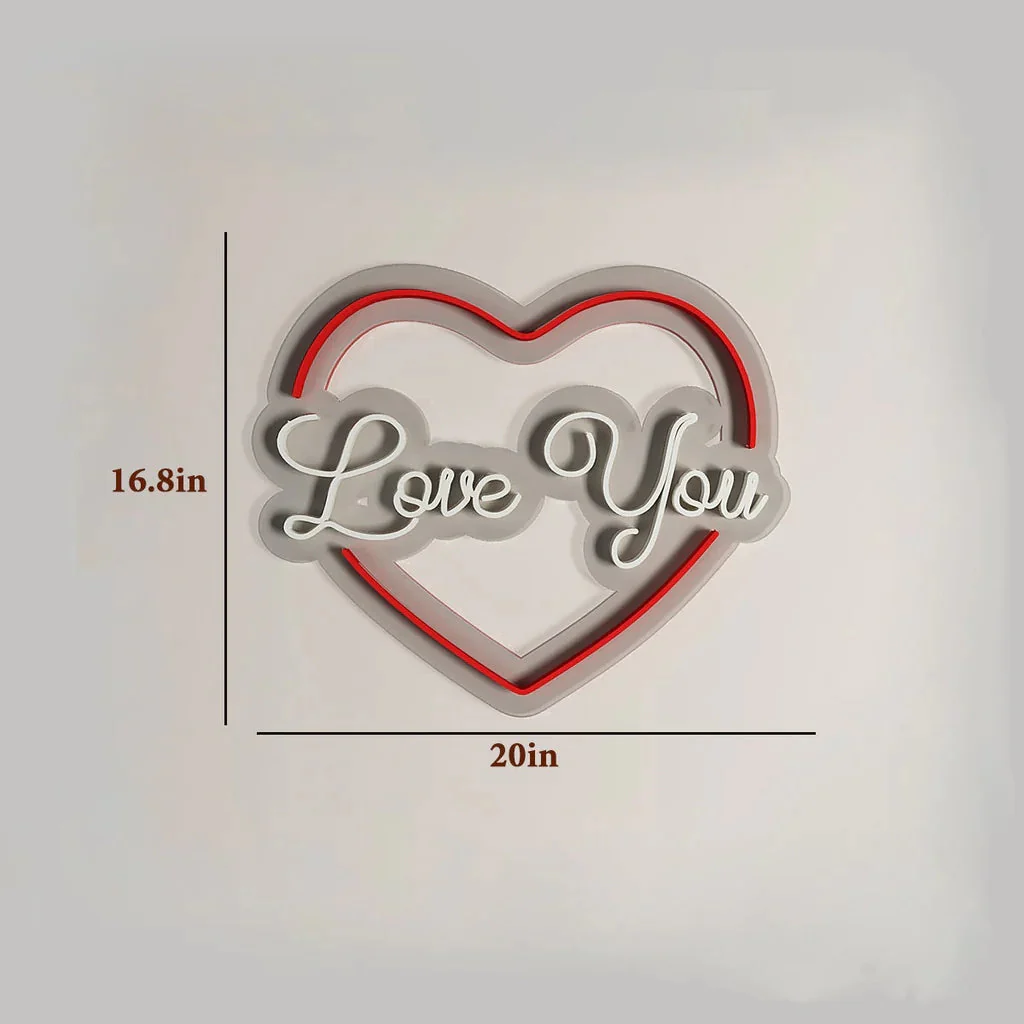 Love You Text in Heart Design Neon LED Light - Image 10