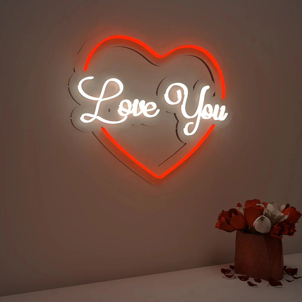 Love You Text in Heart Design Neon LED Light - Image 2