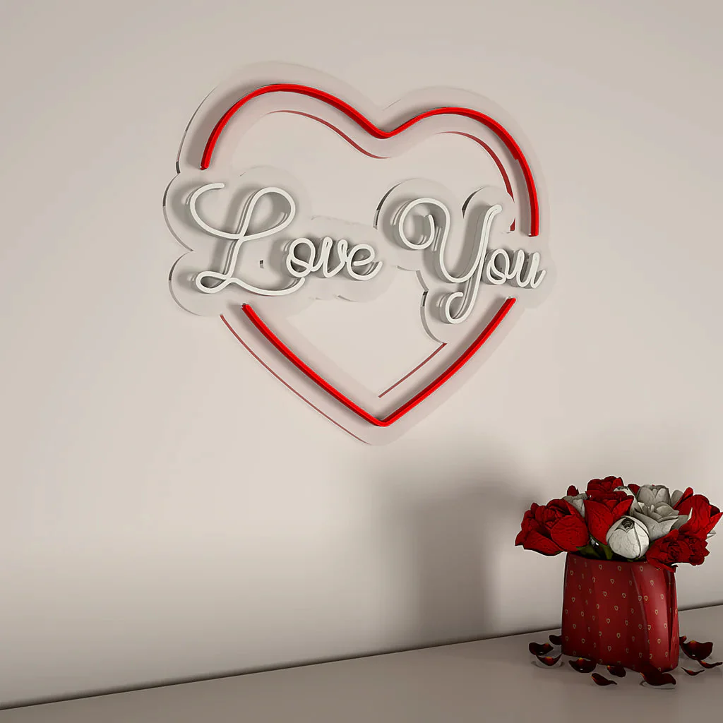 Love You Text in Heart Design Neon LED Light - Image 3