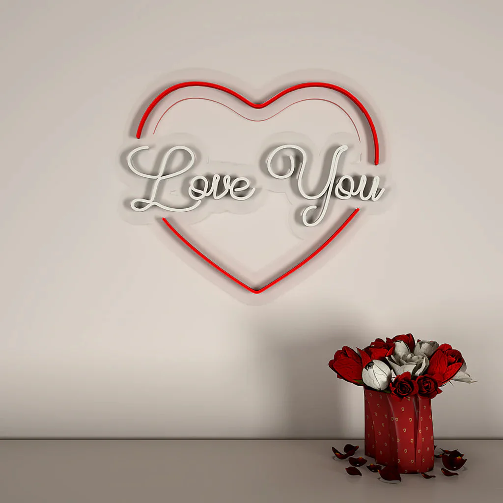 Love You Text in Heart Design Neon LED Light - Image 4