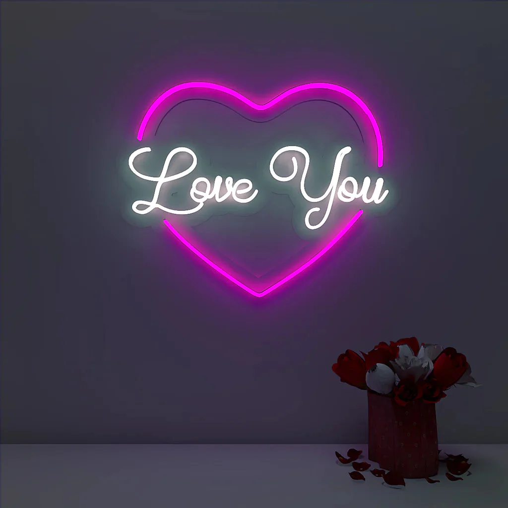 Love You Text in Heart Design Neon LED Light - Image 5