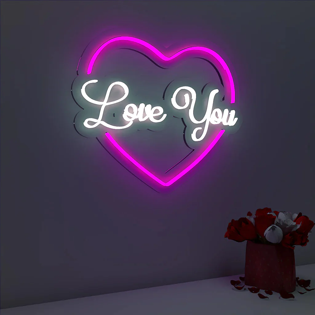 Love You Text in Heart Design Neon LED Light - Image 6