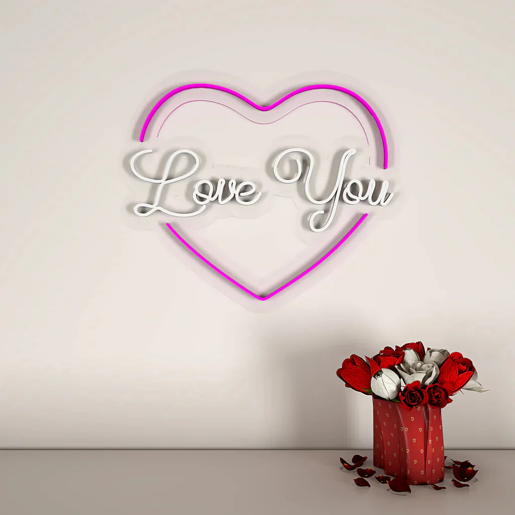 Love You Text in Heart Design Neon LED Light - Image 7