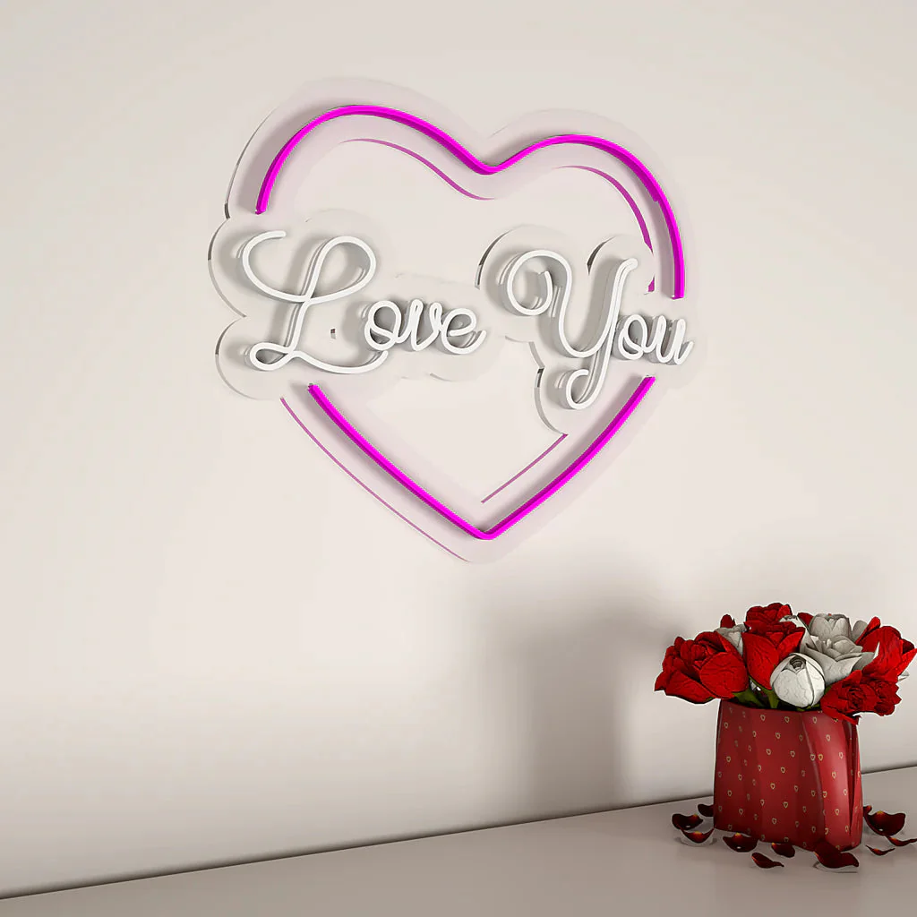 Love You Text in Heart Design Neon LED Light - Image 8
