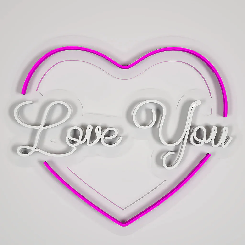Love You Text in Heart Design Neon LED Light - Image 9