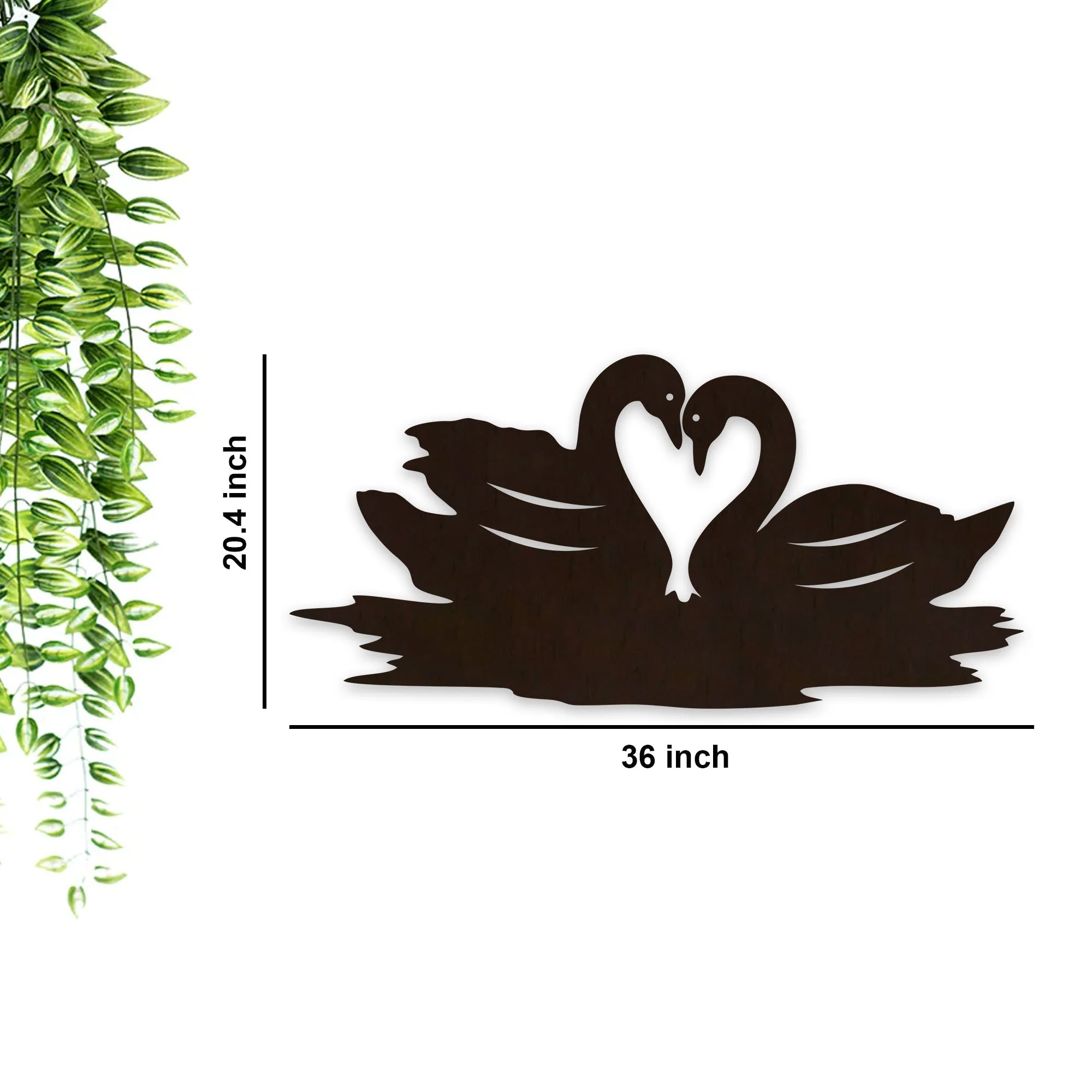 Loving Pair of Swan Backlit Wooden Wall Decor with LED Night Light Walnut Finish - Image 4