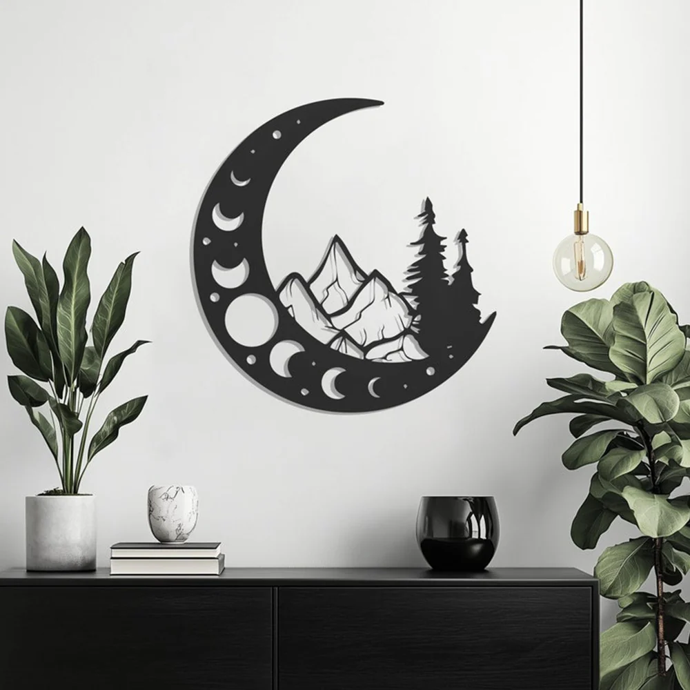 Lunar Mountainscape Metal Wall Art Decor