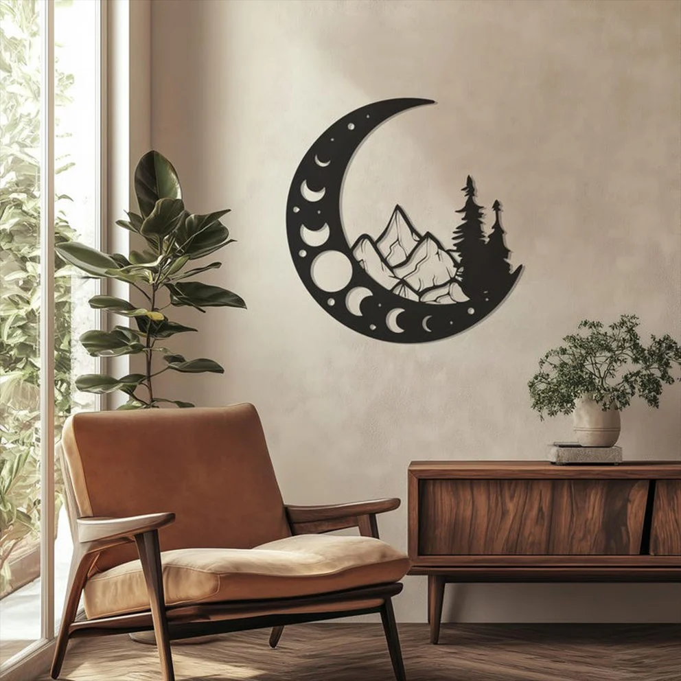 Lunar Mountainscape Metal Wall Art Decor - Image 4