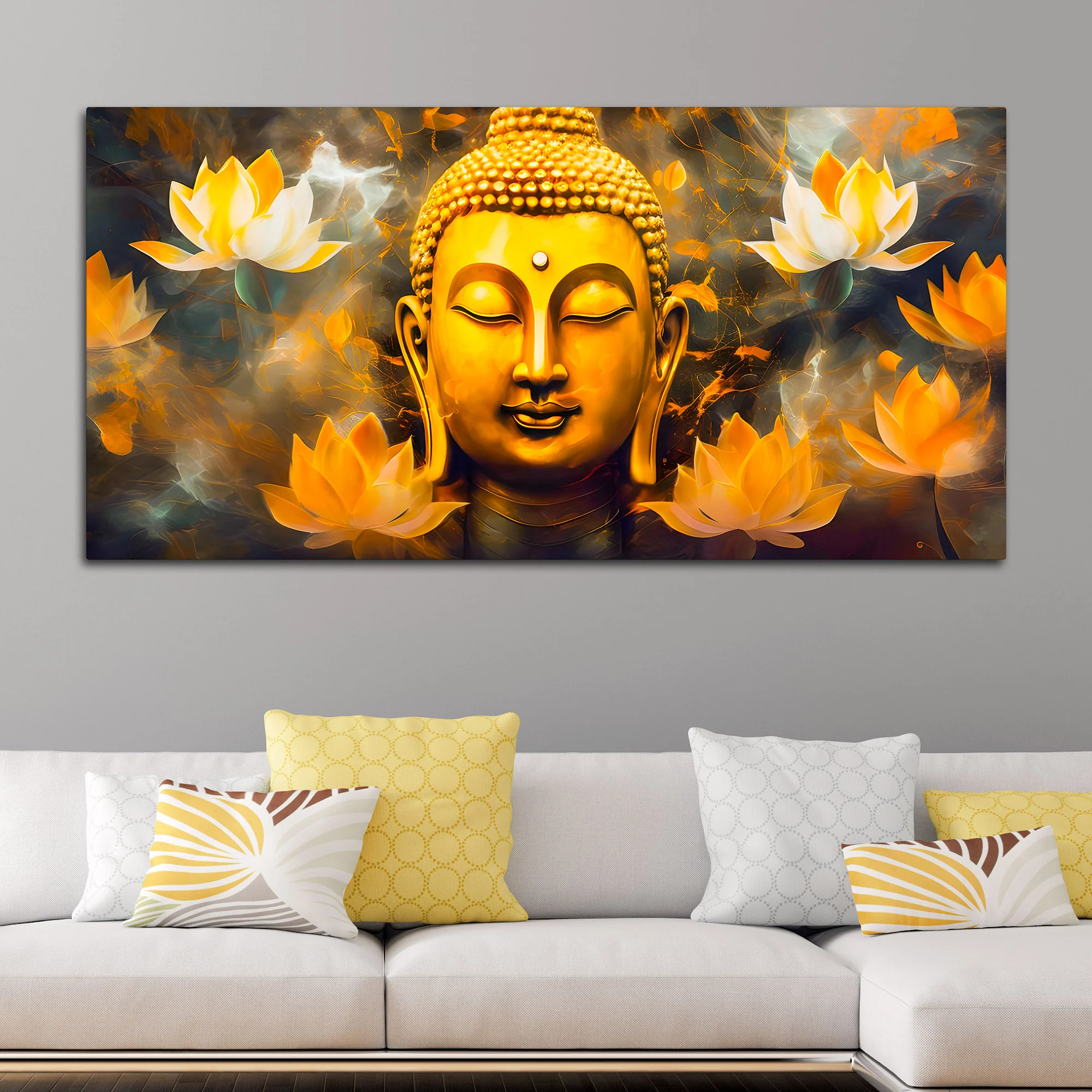 Luxurious Buddha Lotus Canvas Painting for Elegant Interiors - Image 3