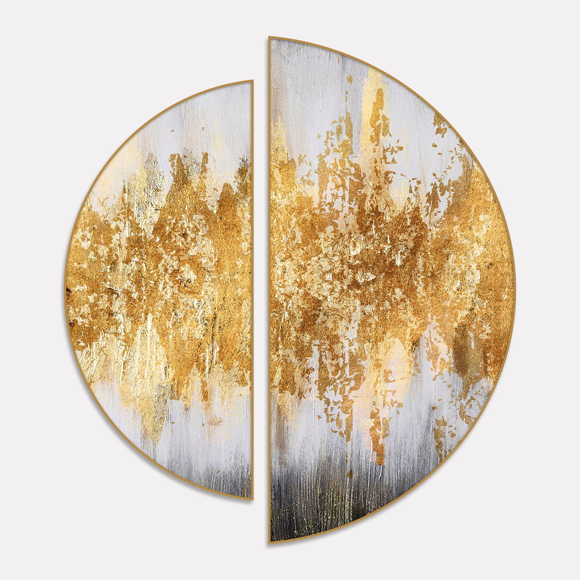 Luxurious Golden Pattern Semi Circle Frames Set Of 2 - Image 2