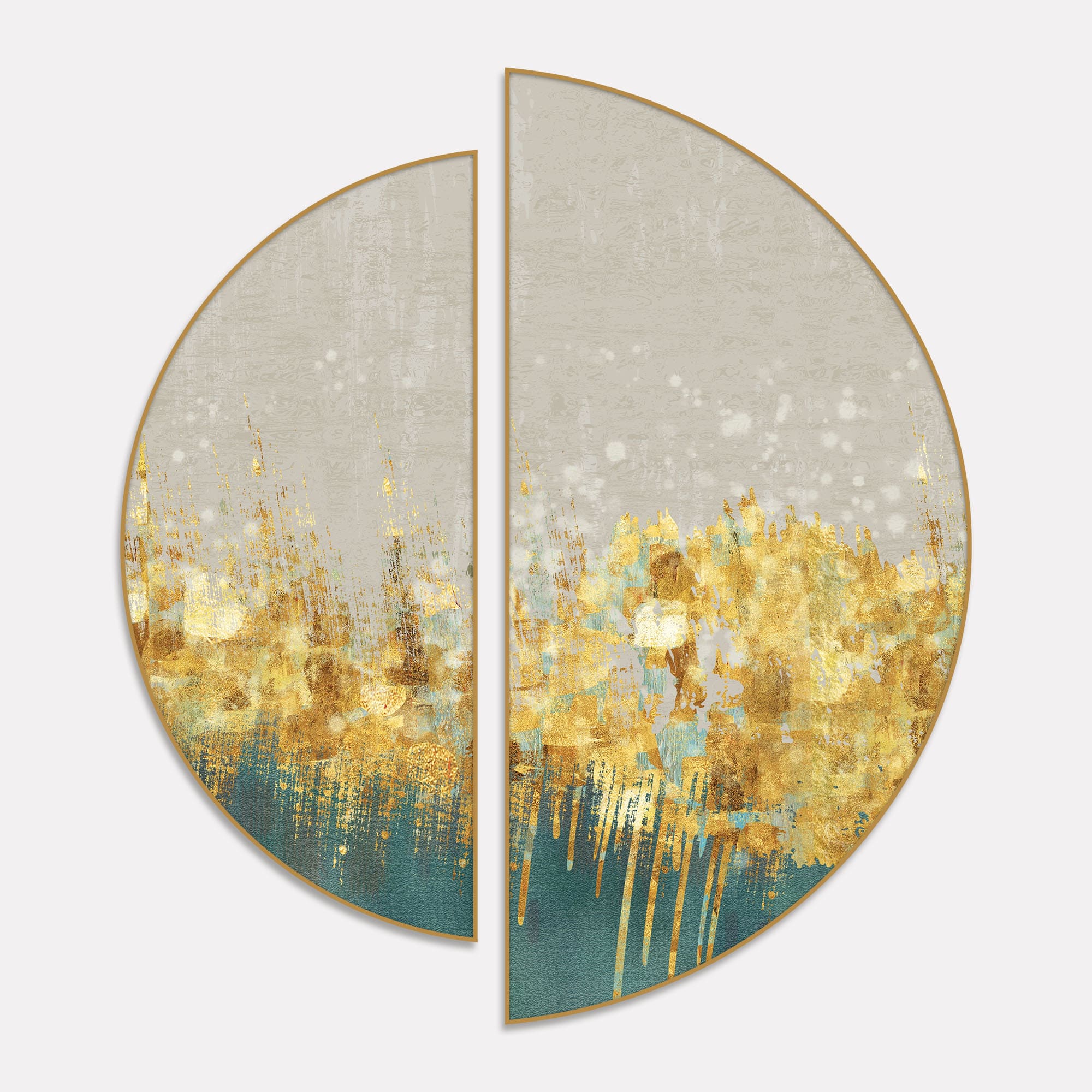 Luxurious Golden Texture Art Semi Circle Frames Set Of 2 - Image 2