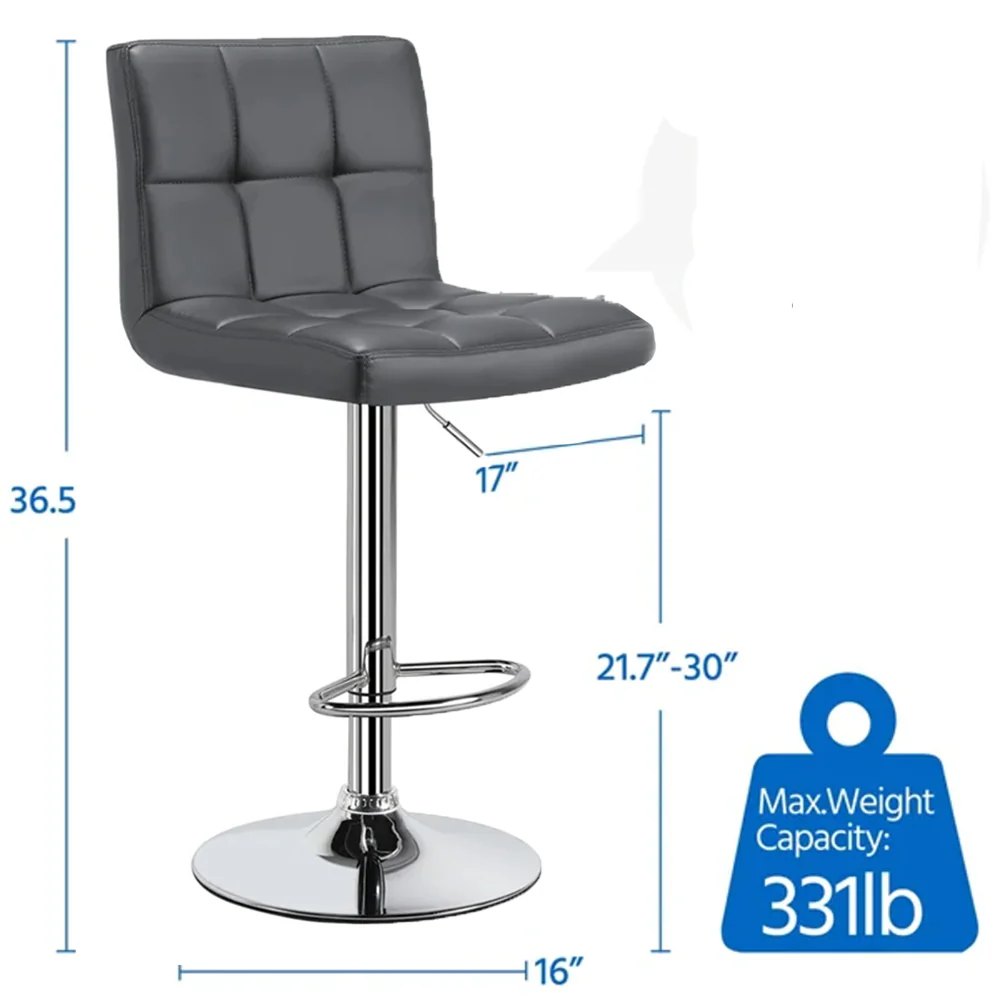 Luxurious Leatherette Grey Color Bar Stool / Long Chair - Image 5
