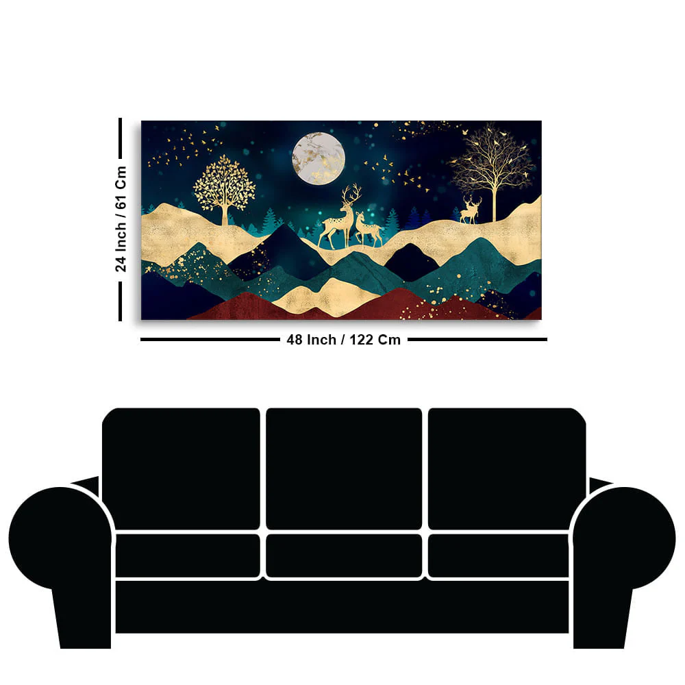 Luxurious Modern Art of Mountains and Golden Tropical leaves Canvas Wall Painting Premium Wall Painting - Image 7