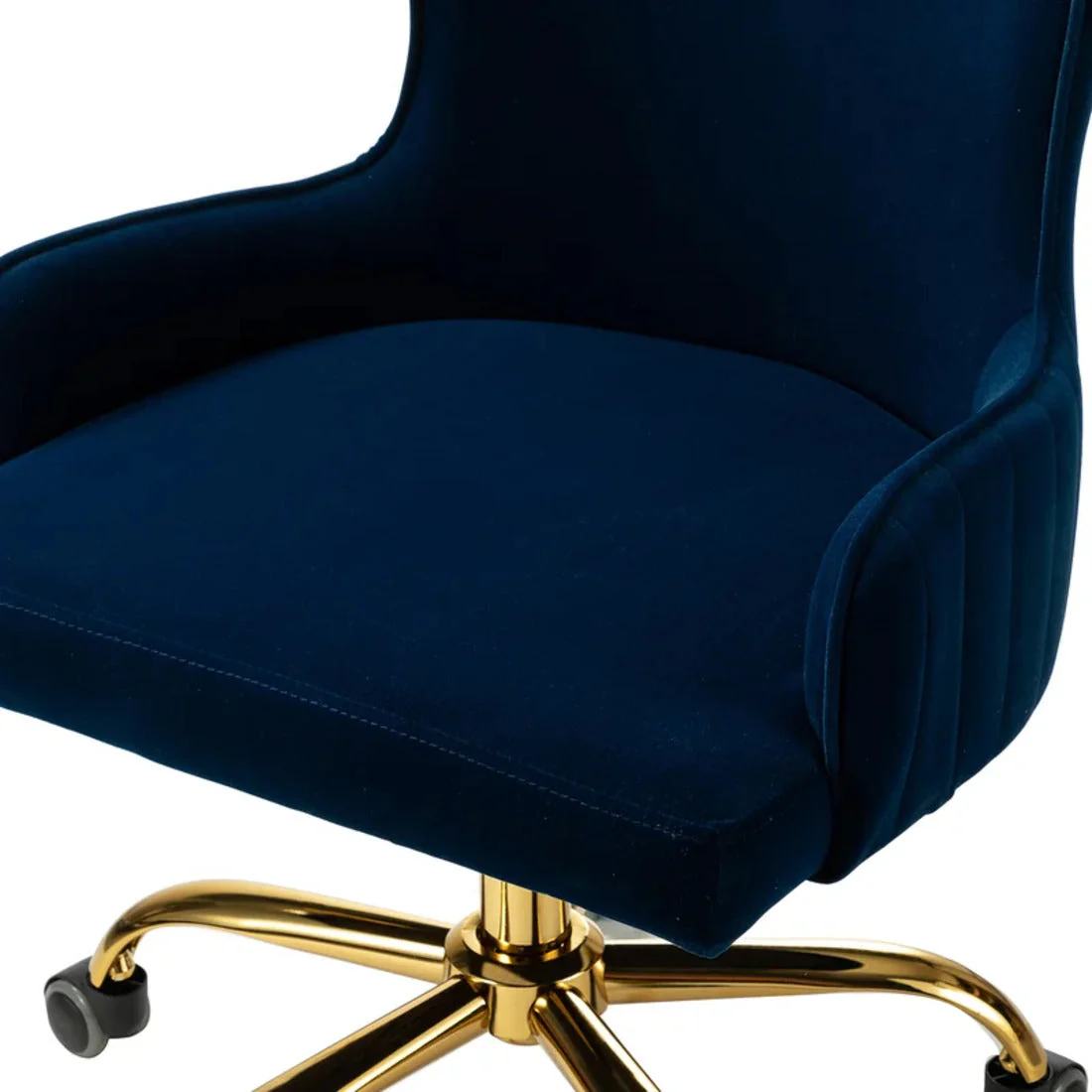 Luxurious Royal Blue Velvet Armchair with Golden Base - Image 5