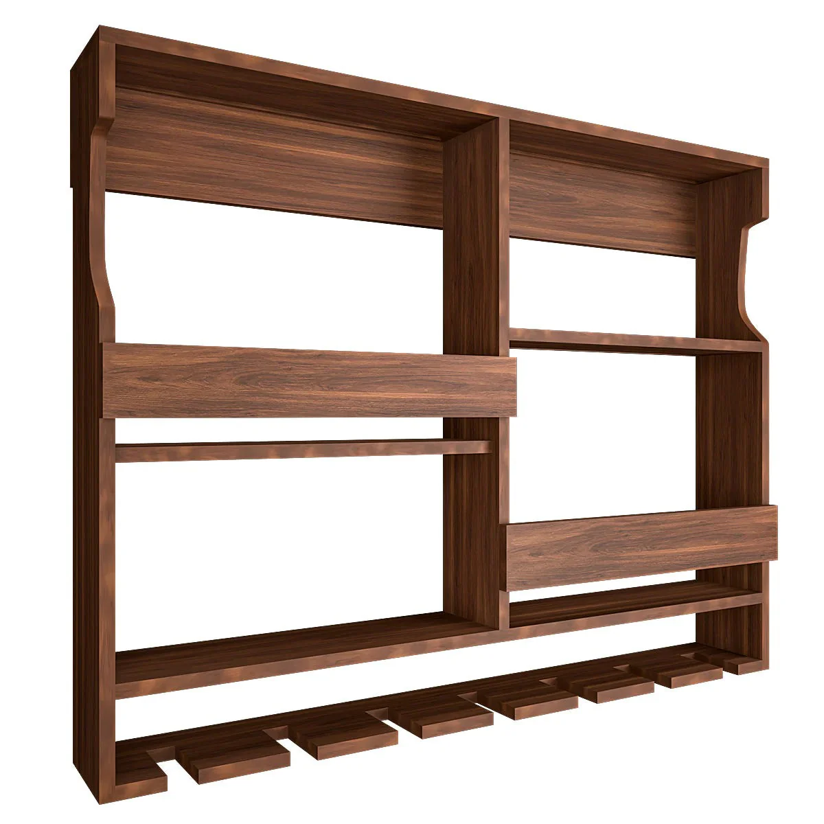 Luxurious Style Backlit Walnut Finished Mini Bar Shelf - Image 6